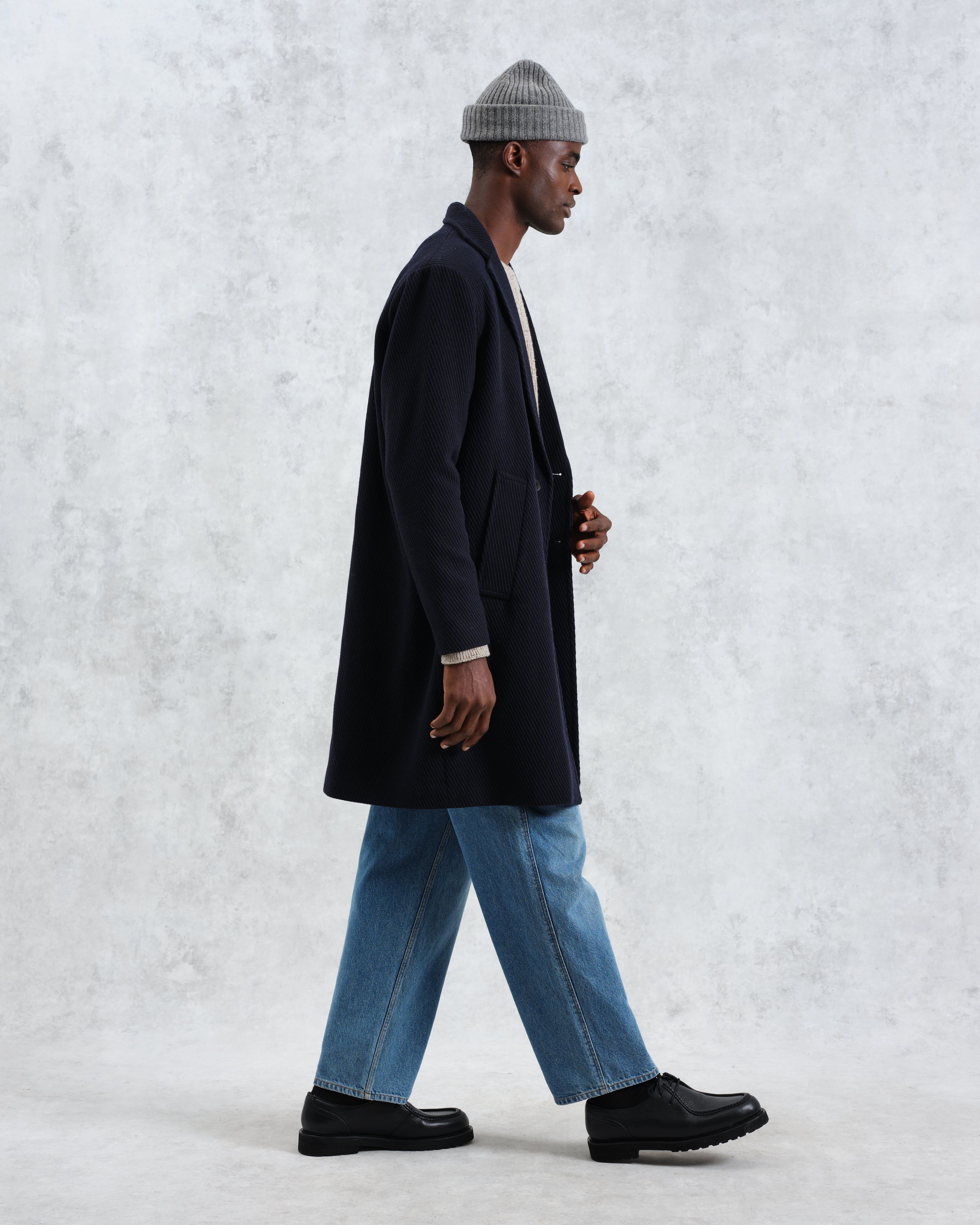 Sasso - Navy Twill Wool Coat