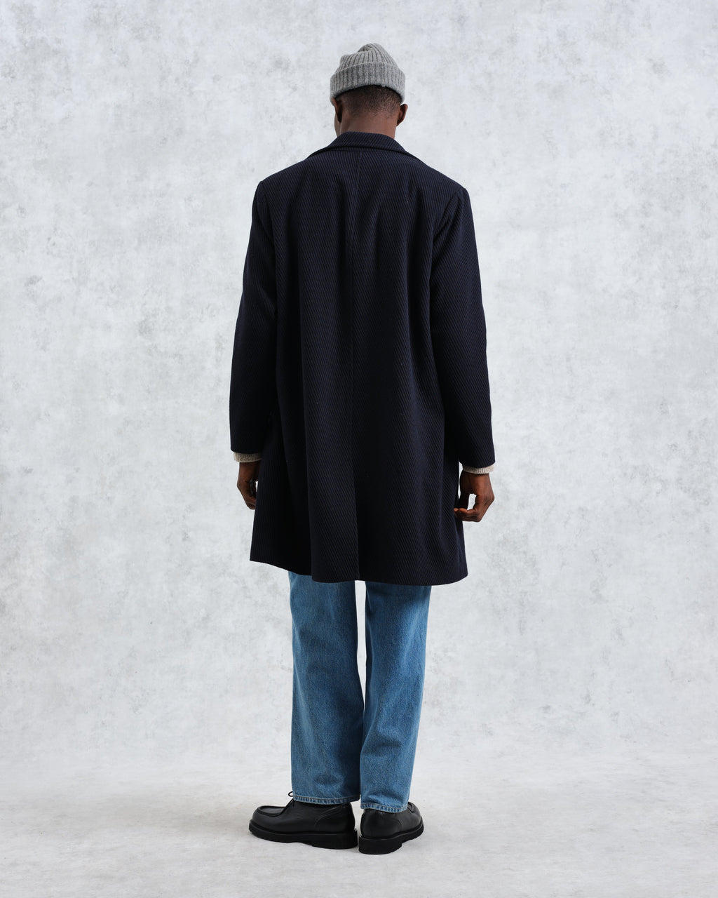 Sasso - Navy Twill Wool Coat
