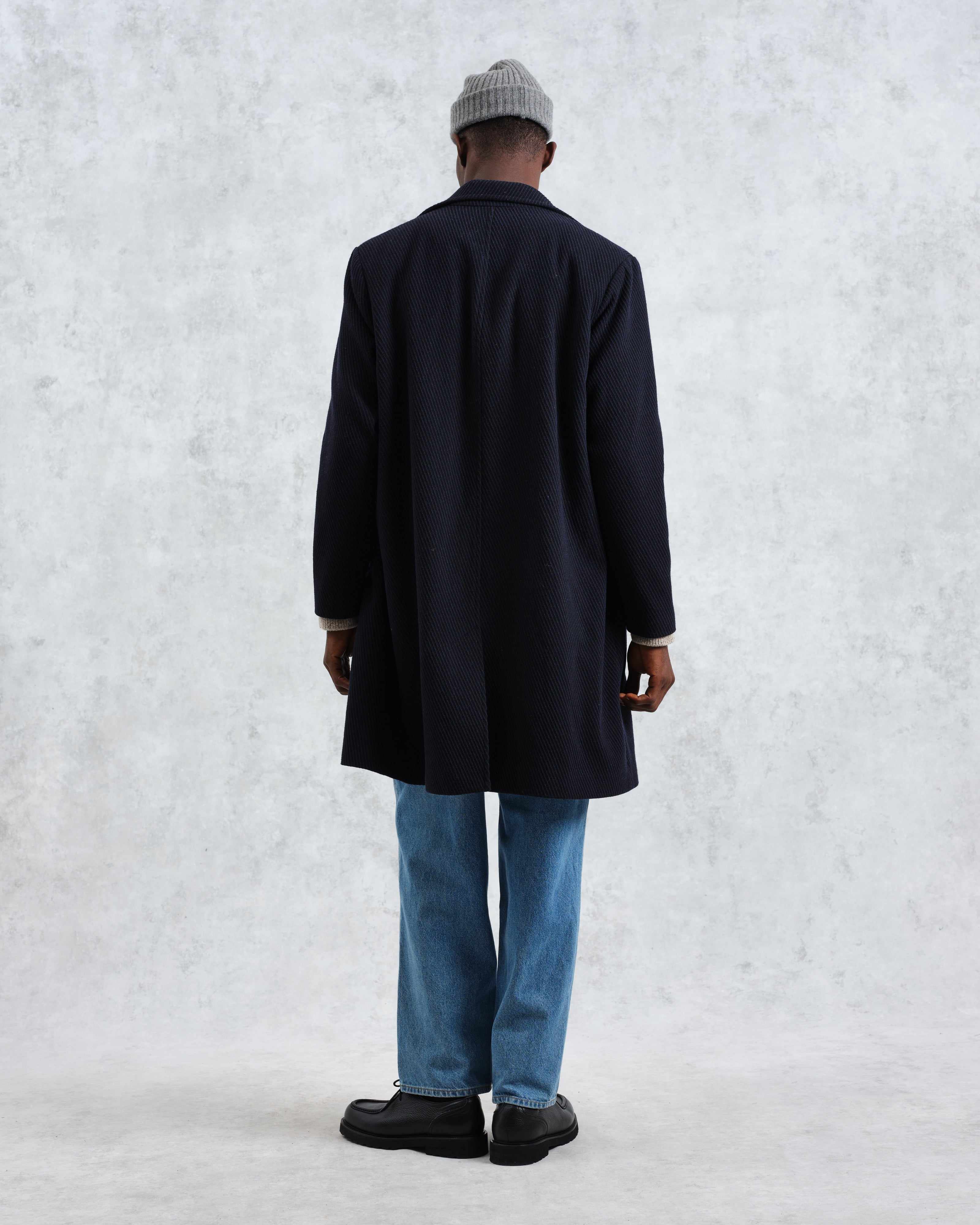 Sasso - Navy Twill Wool Coat