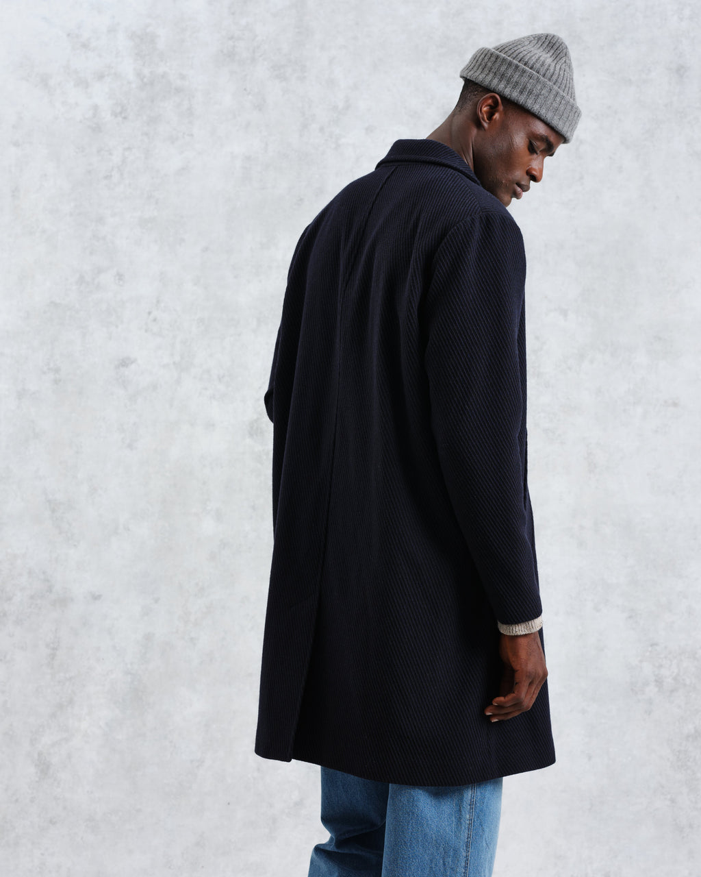 Sasso - Navy Twill Wool Coat
