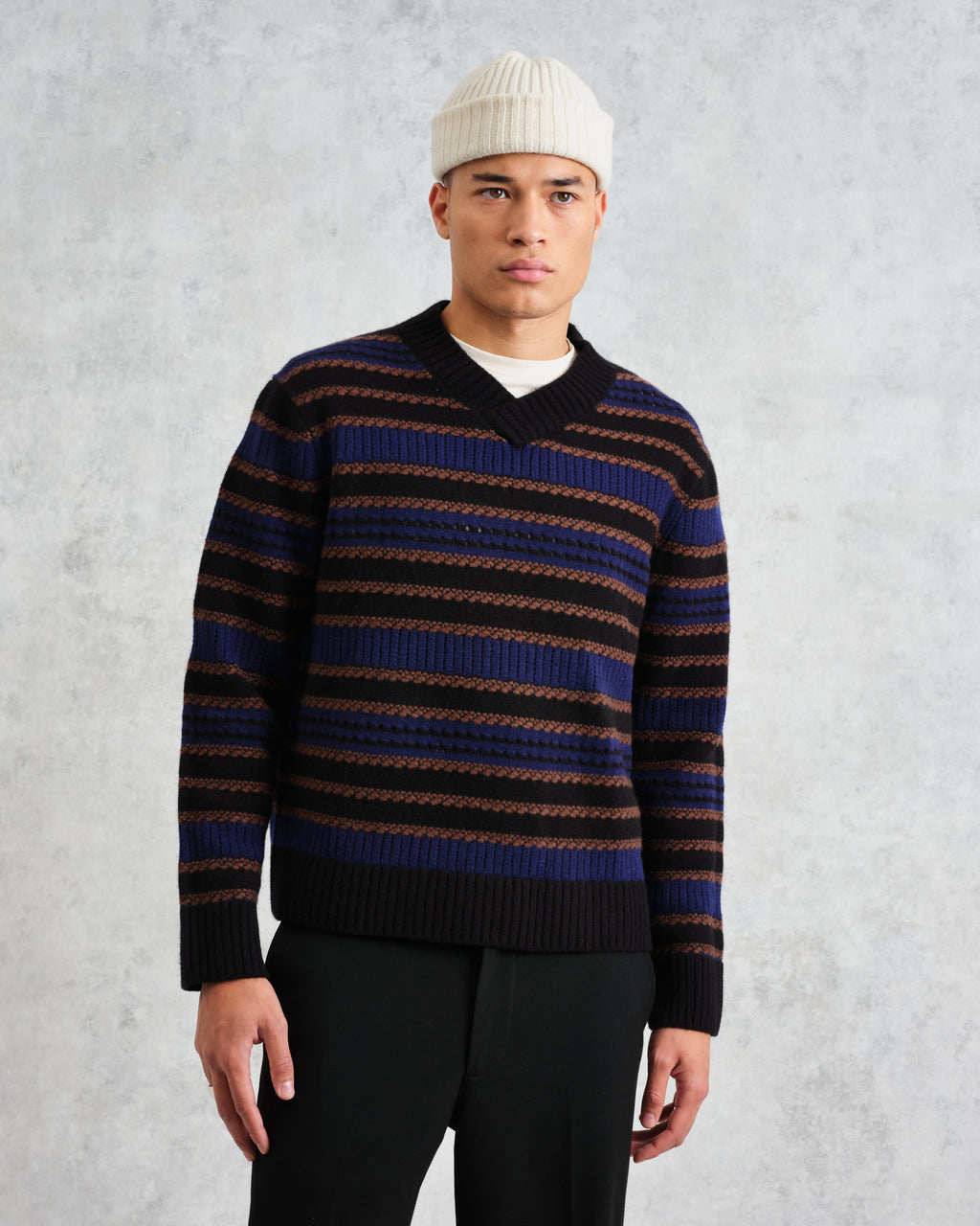 Scafell - Black Pointelle Stitch Jumper