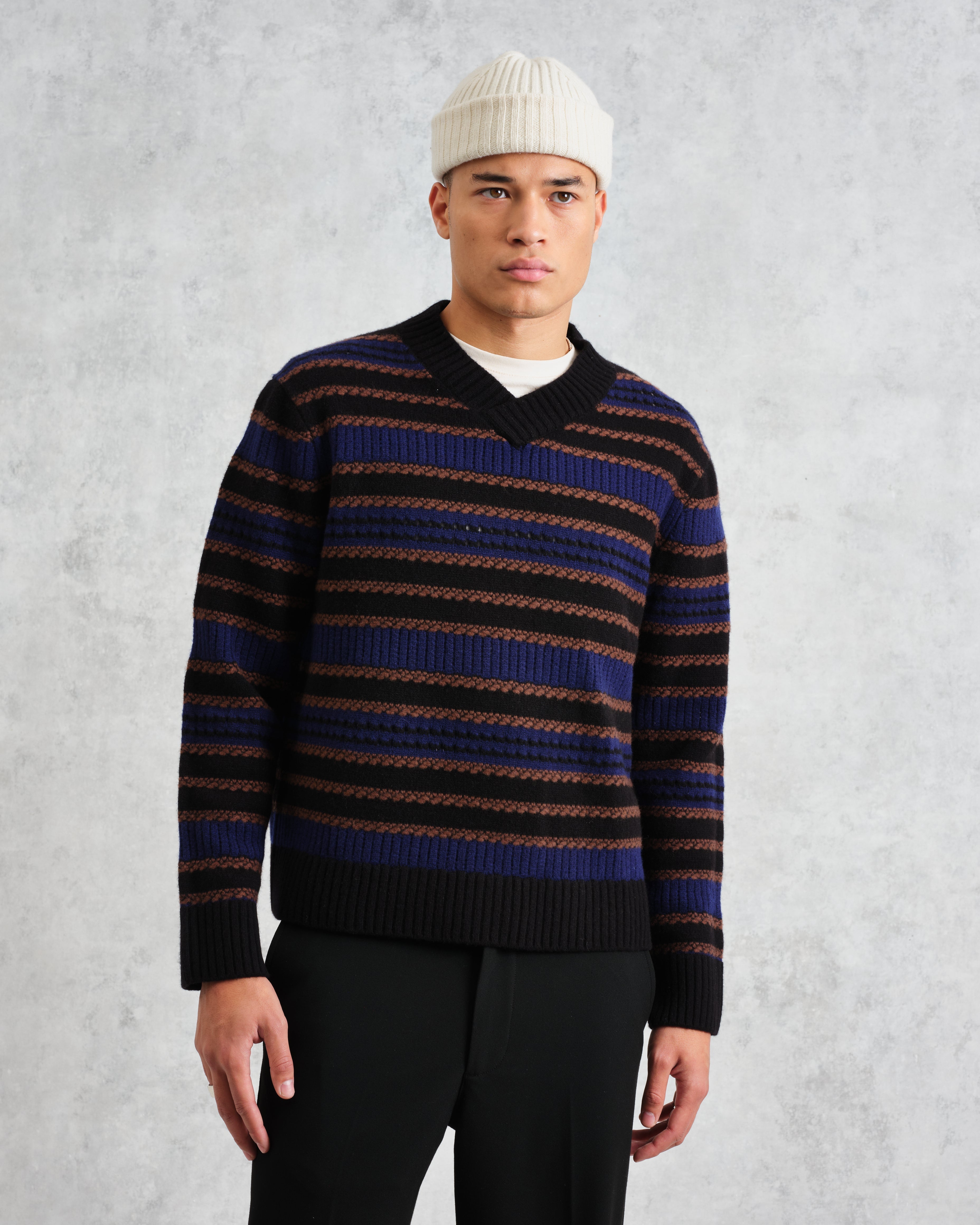 Scafell - Black Pointelle Stitch Jumper