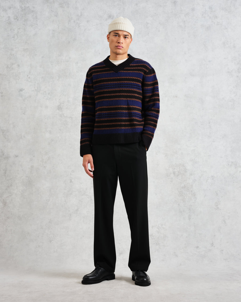 Scafell - Black Pointelle Stitch Jumper