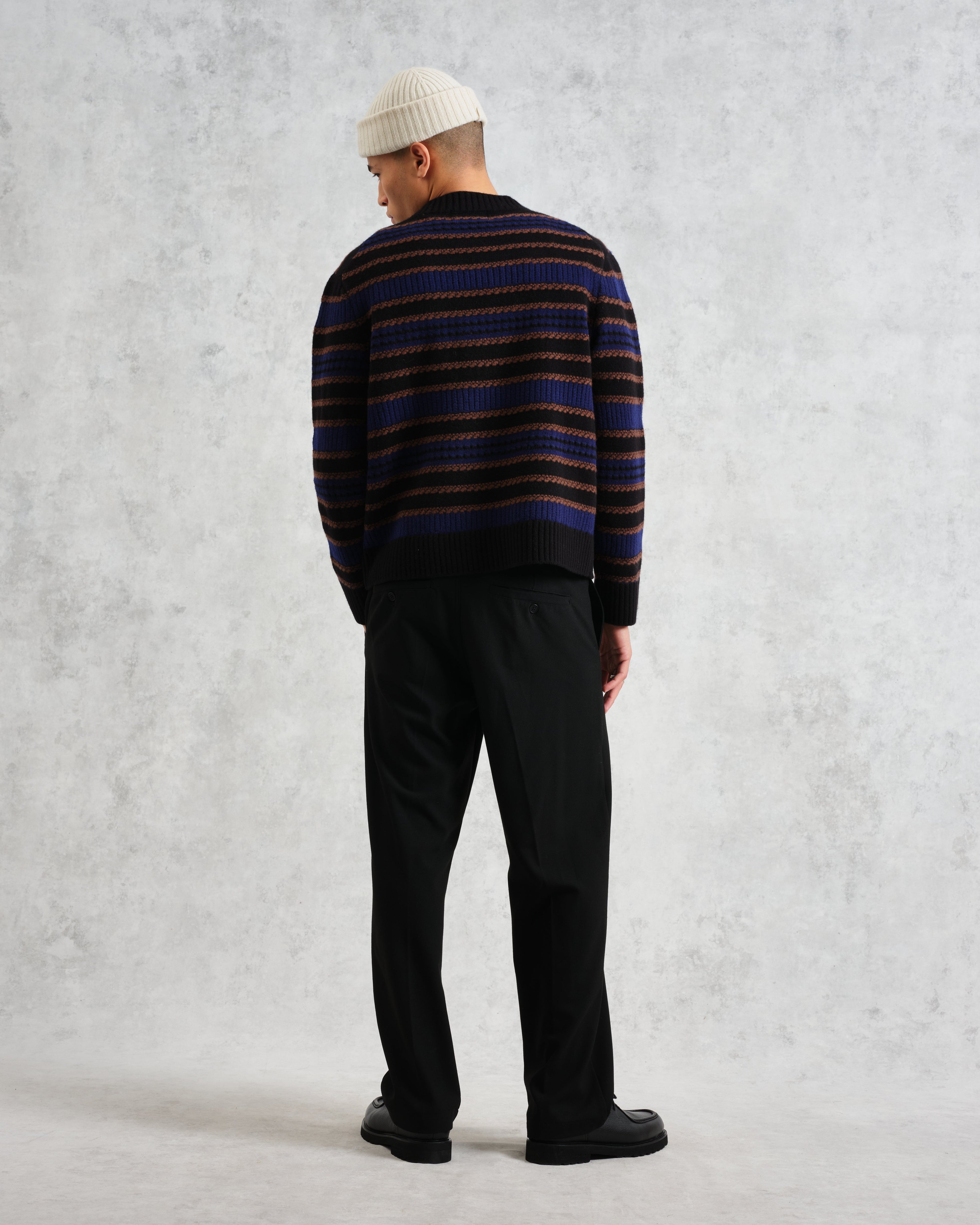 Scafell - Black Pointelle Stitch Jumper