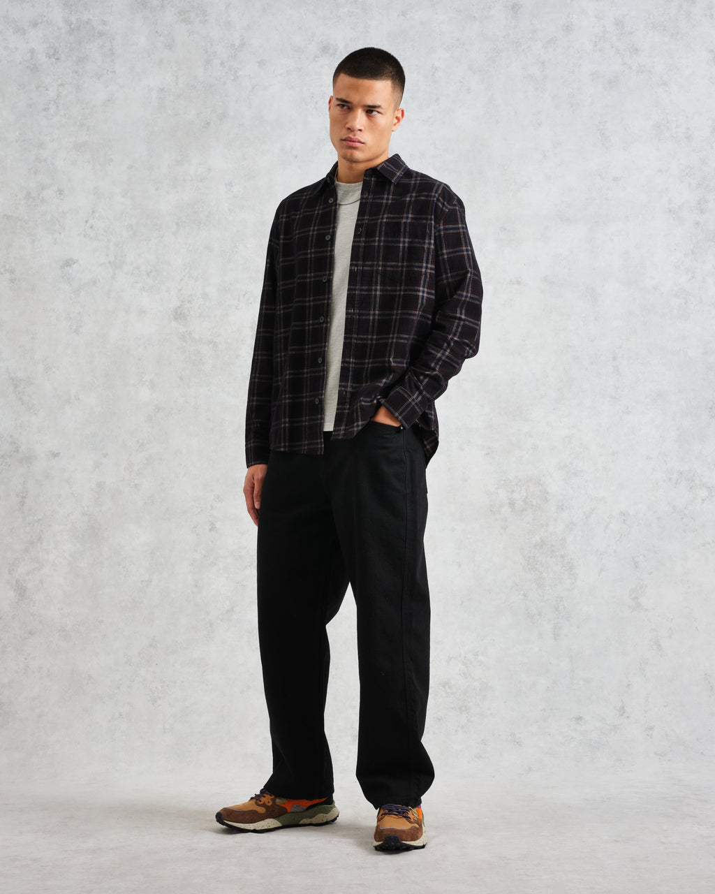 Shelly - Black Check Babycord Shirt