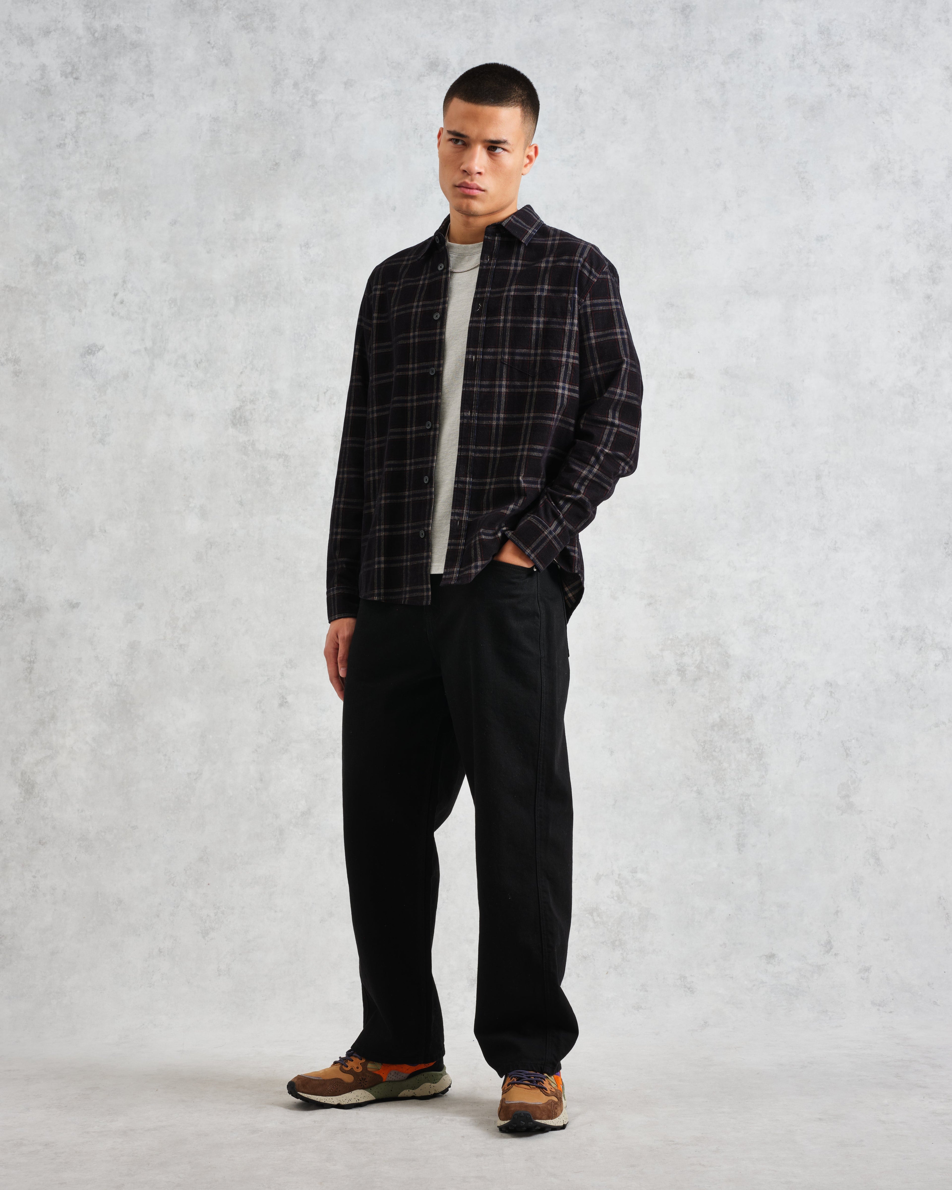 Shelly - Black Check Babycord Shirt