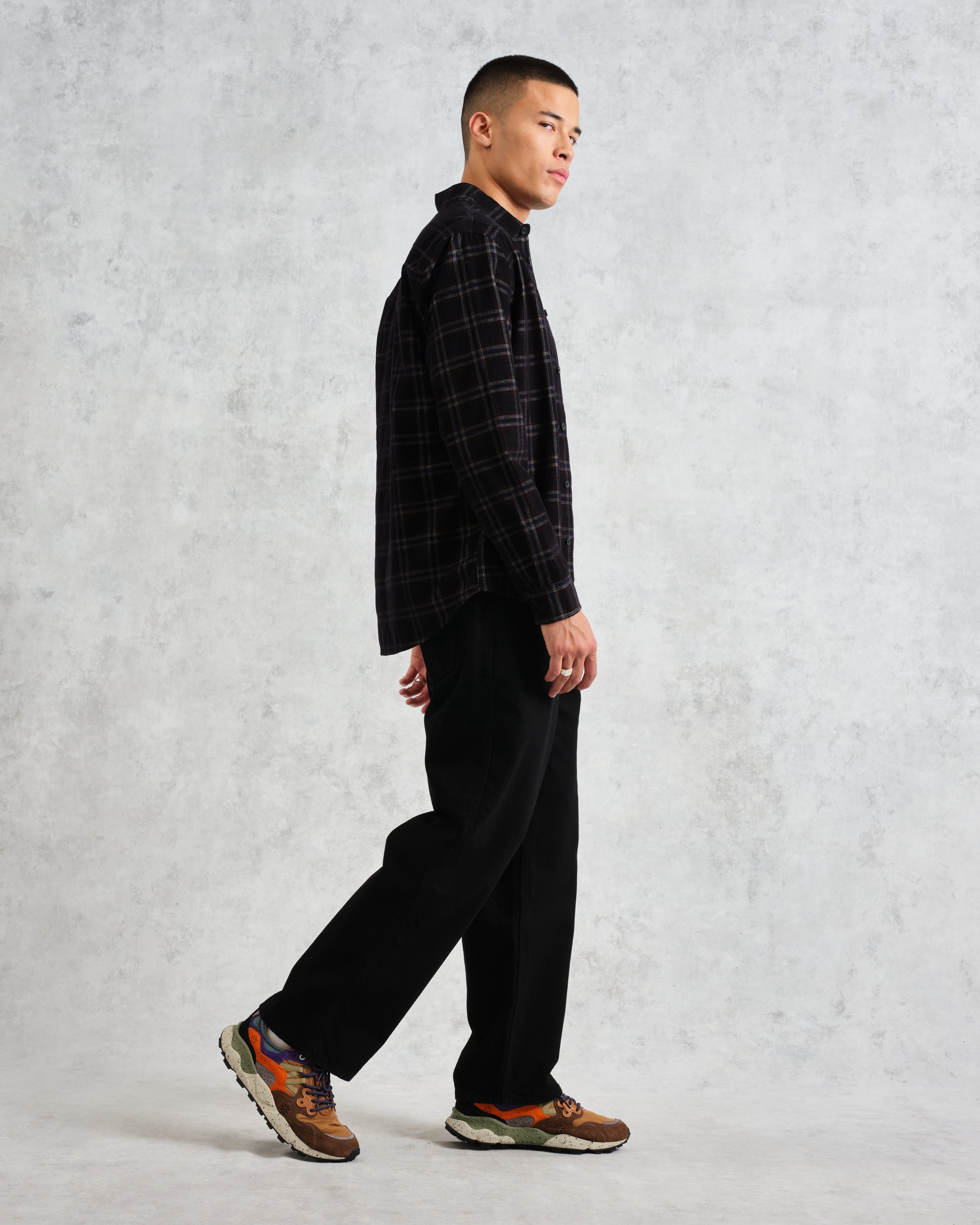 Shelly - Black Check Babycord Shirt