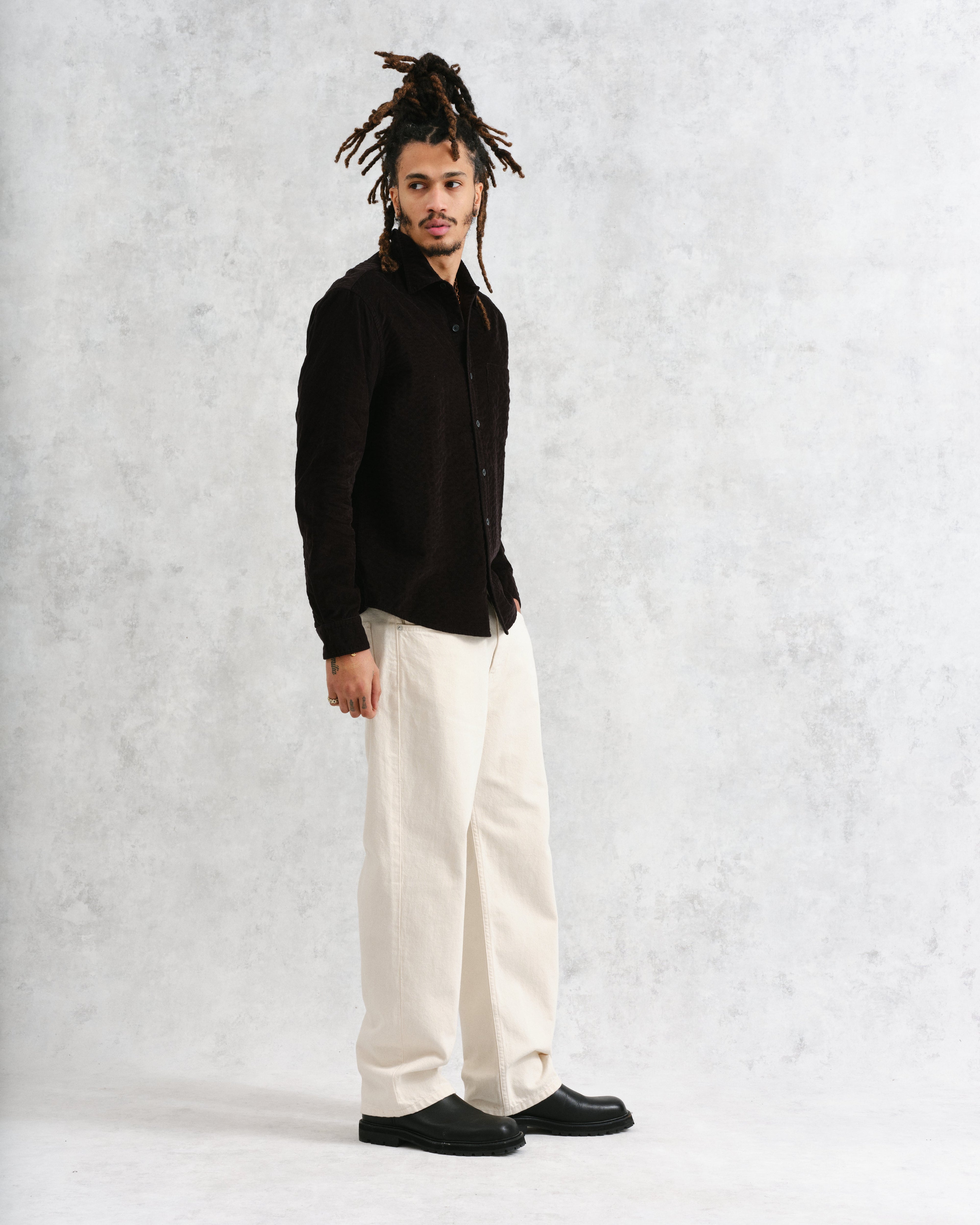 Shelly - Black Seersucker Corduroy Shirt