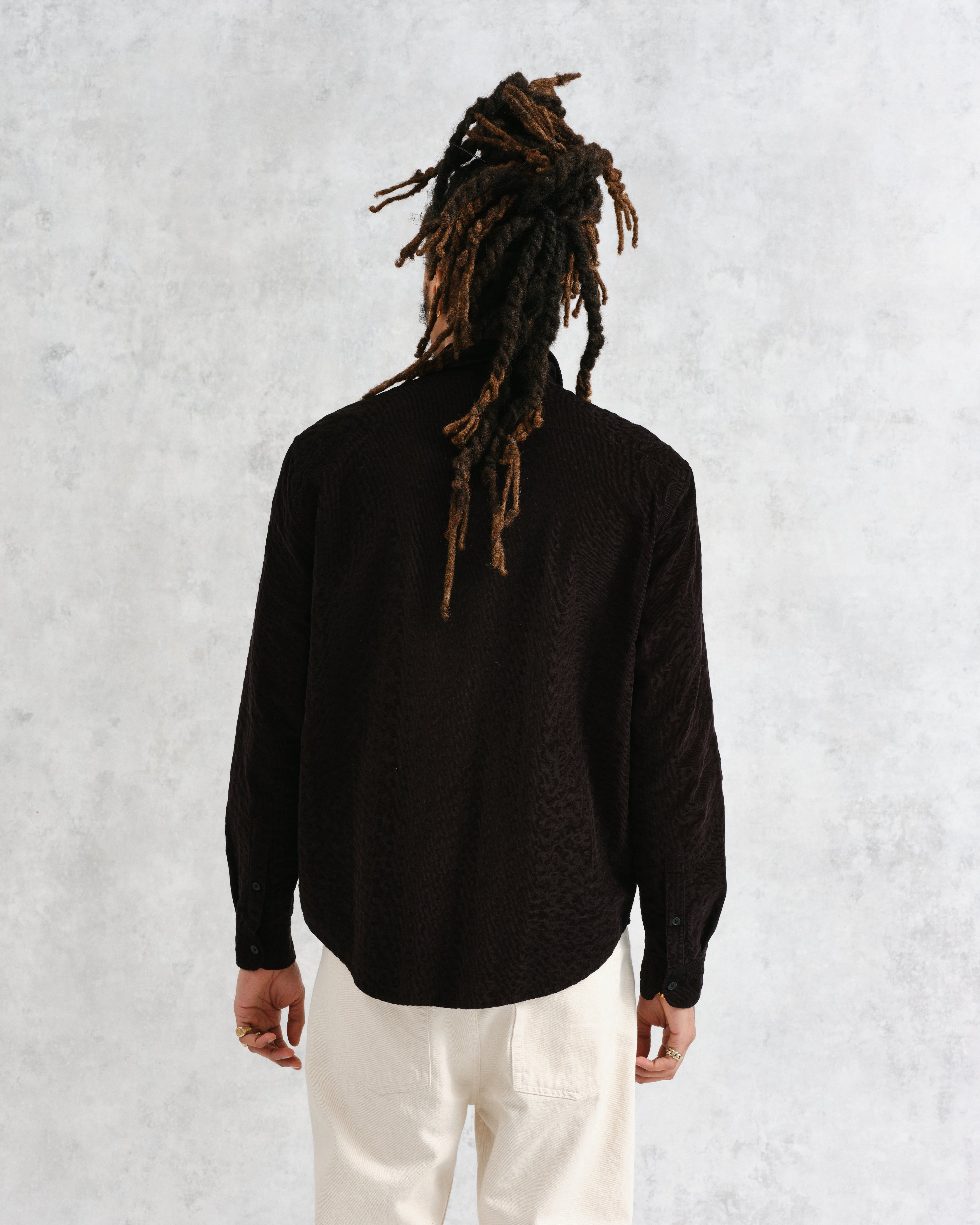 Shelly - Black Seersucker Corduroy Shirt