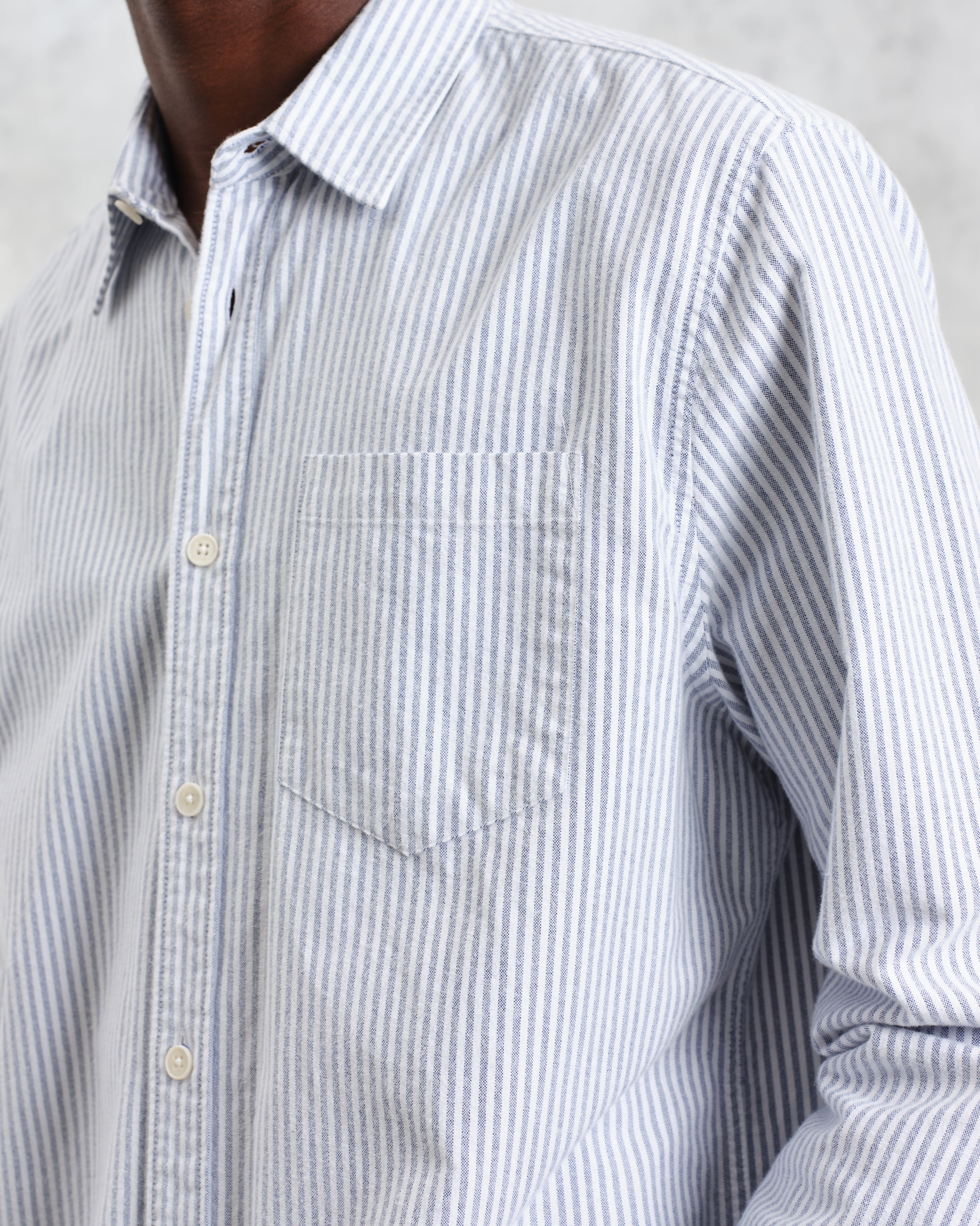 Shelly - Blue Brushed Oxford Stripe Shirt