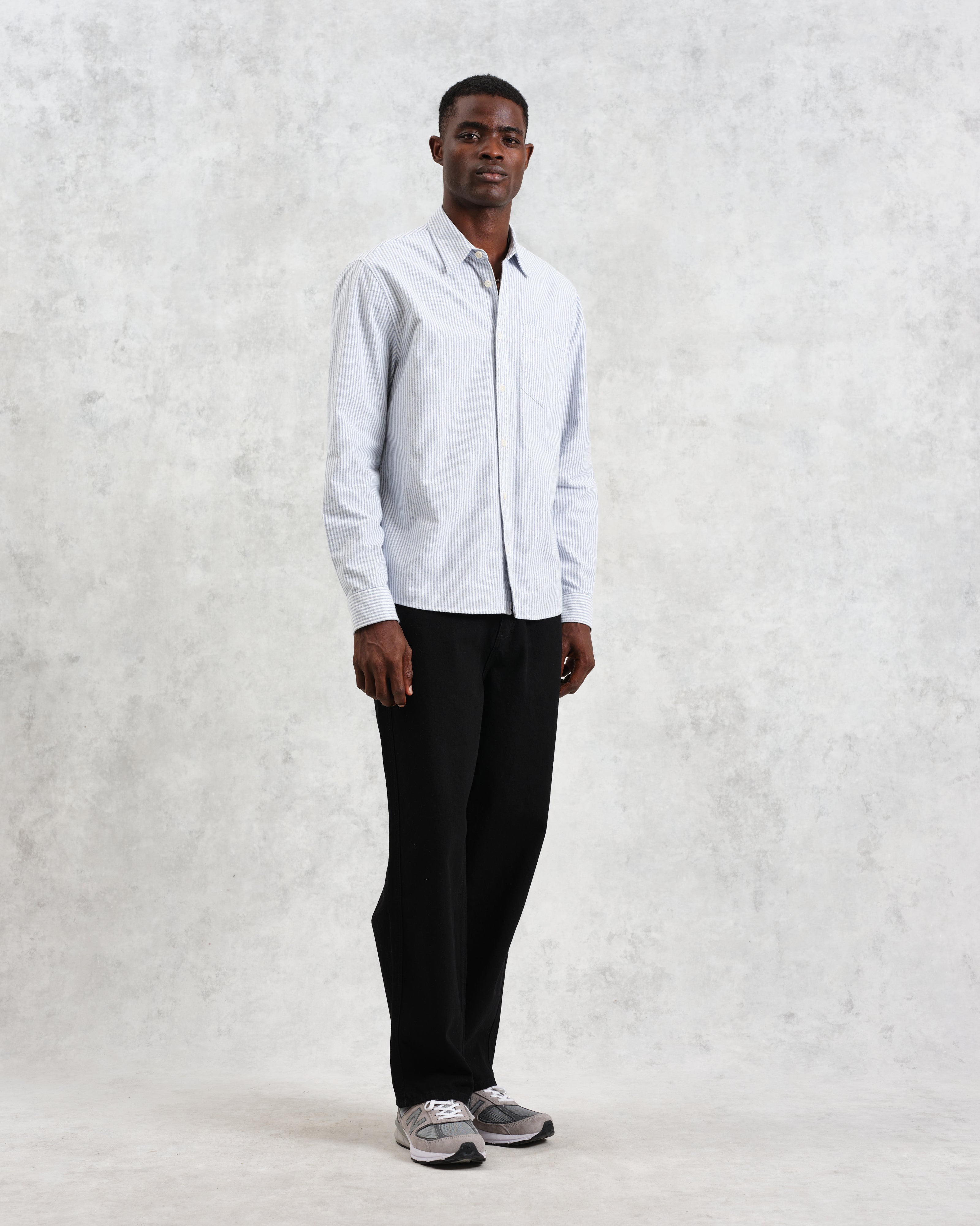 Shelly - Blue Brushed Oxford Stripe Shirt