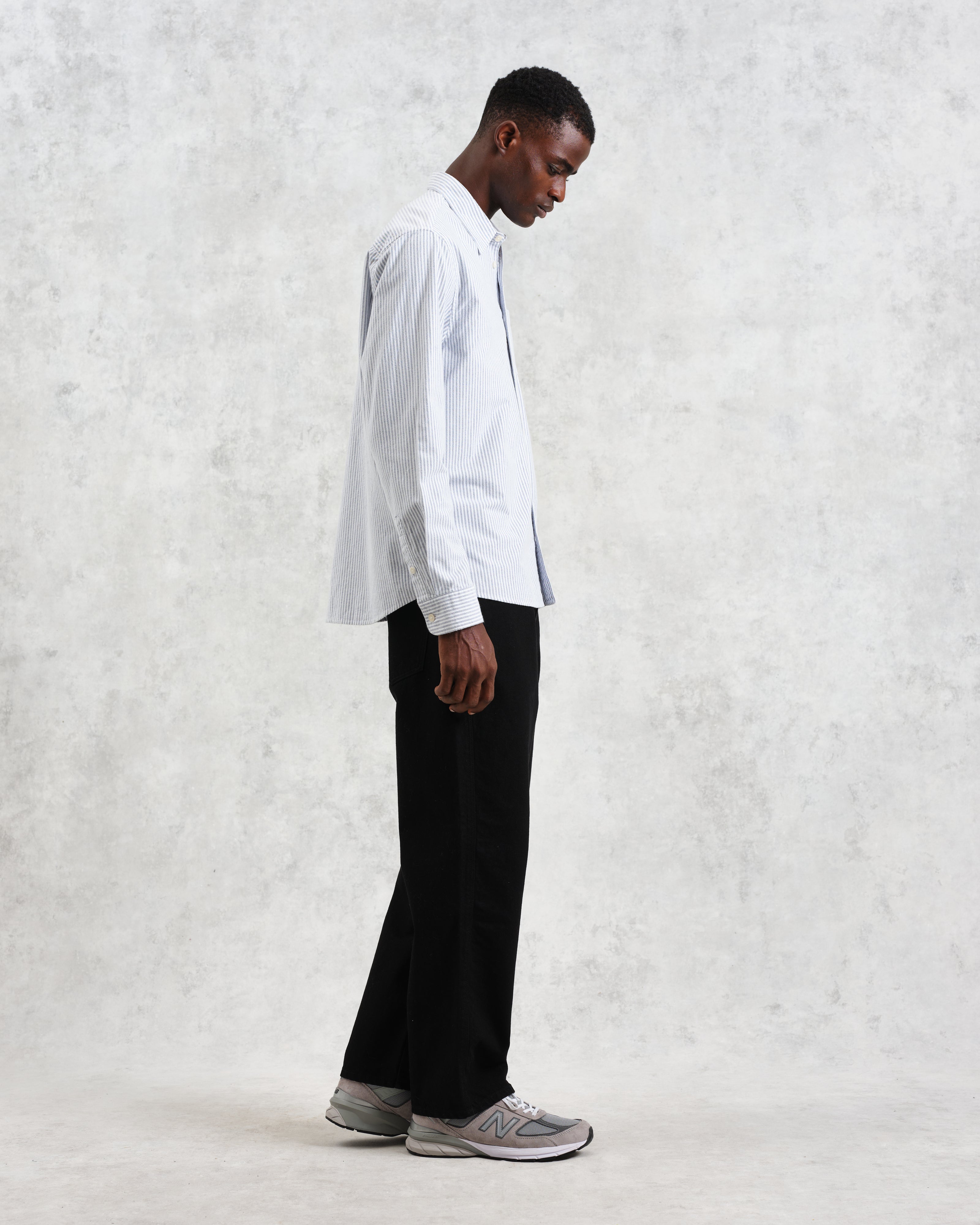 Shelly - Blue Brushed Oxford Stripe Shirt