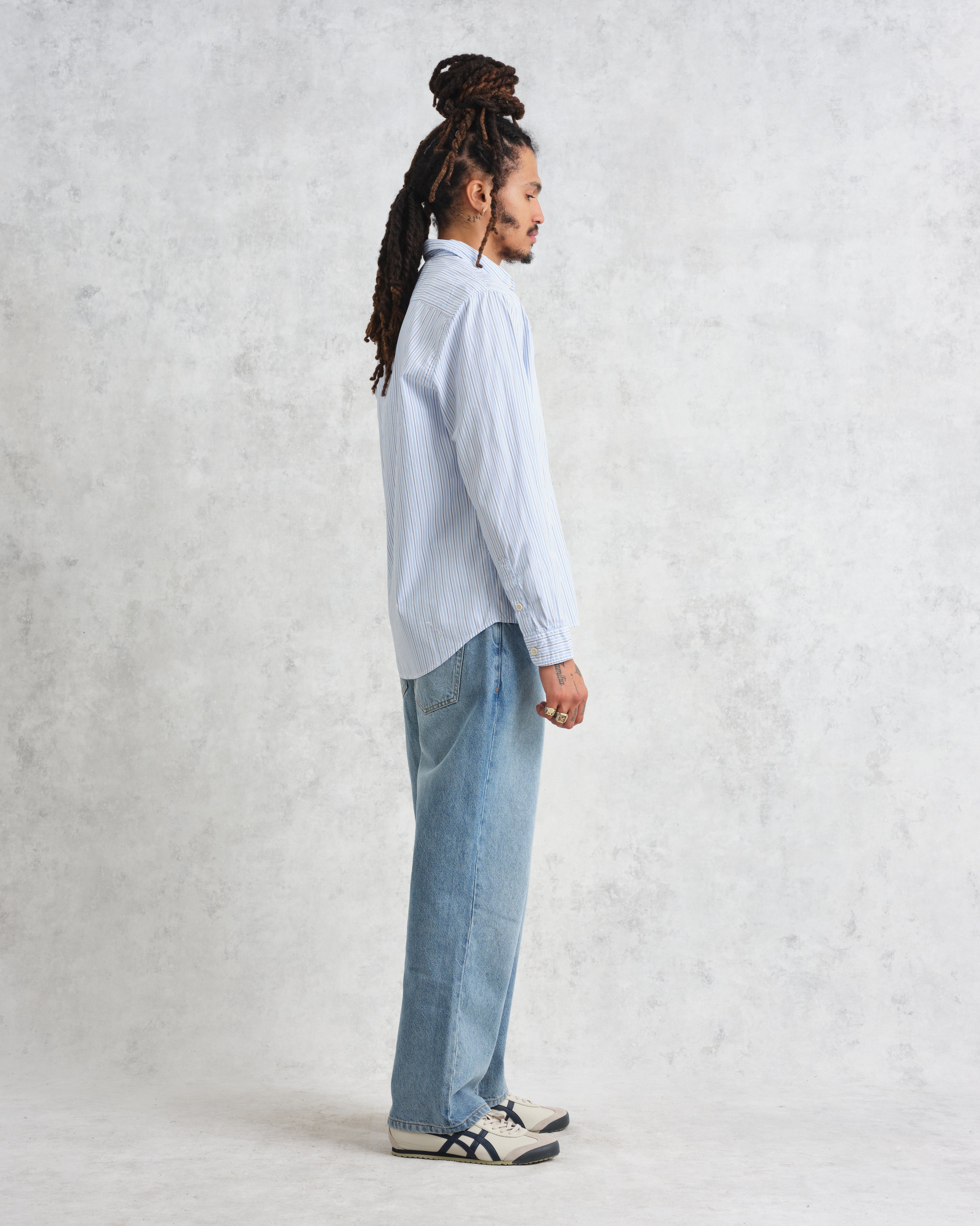 Shelly - Blue Organic Cotton Stripe Shirt
