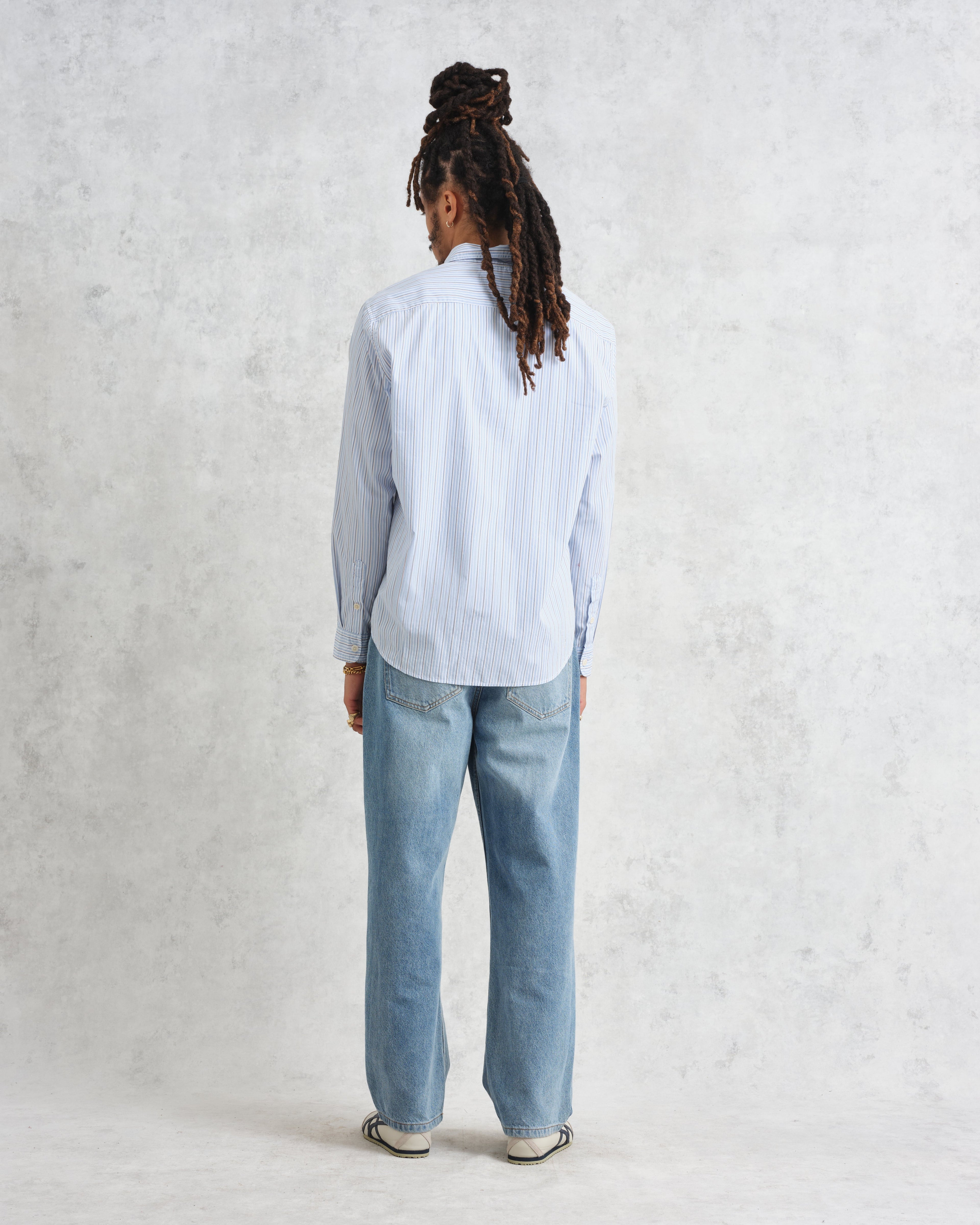 Shelly - Blue Organic Cotton Stripe Shirt
