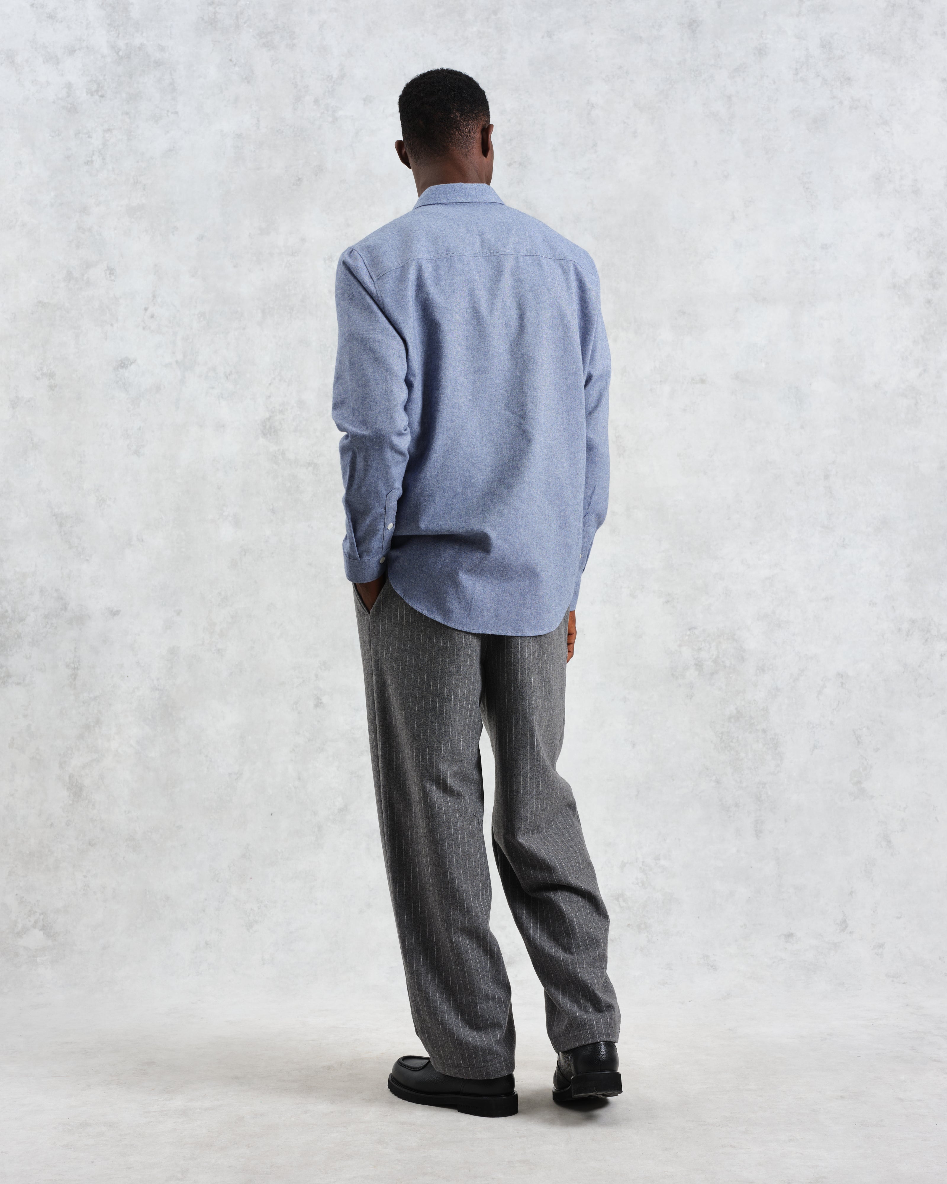 Shelly - Blue Plain Flannel Shirt