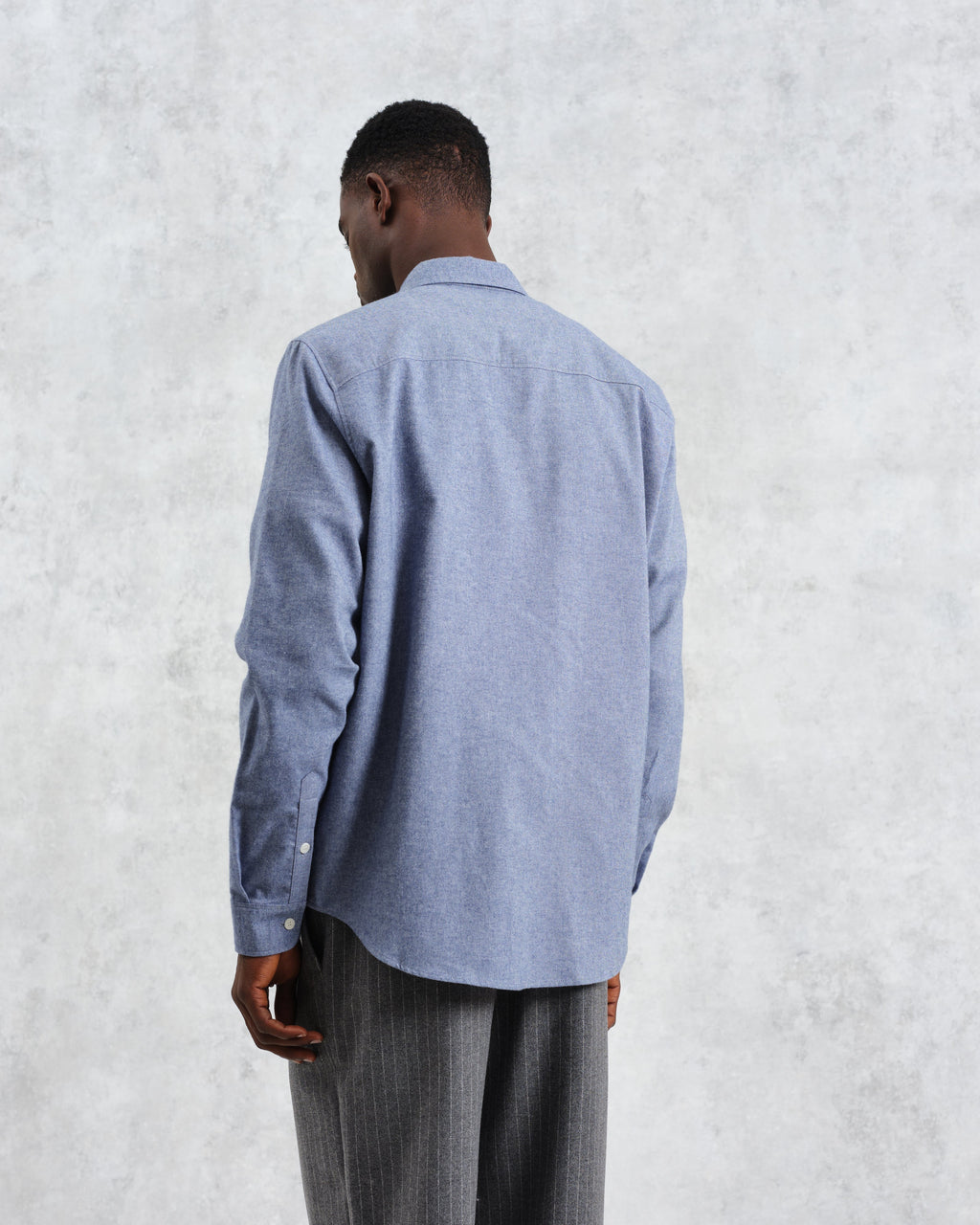 Shelly - Blue Plain Flannel Shirt