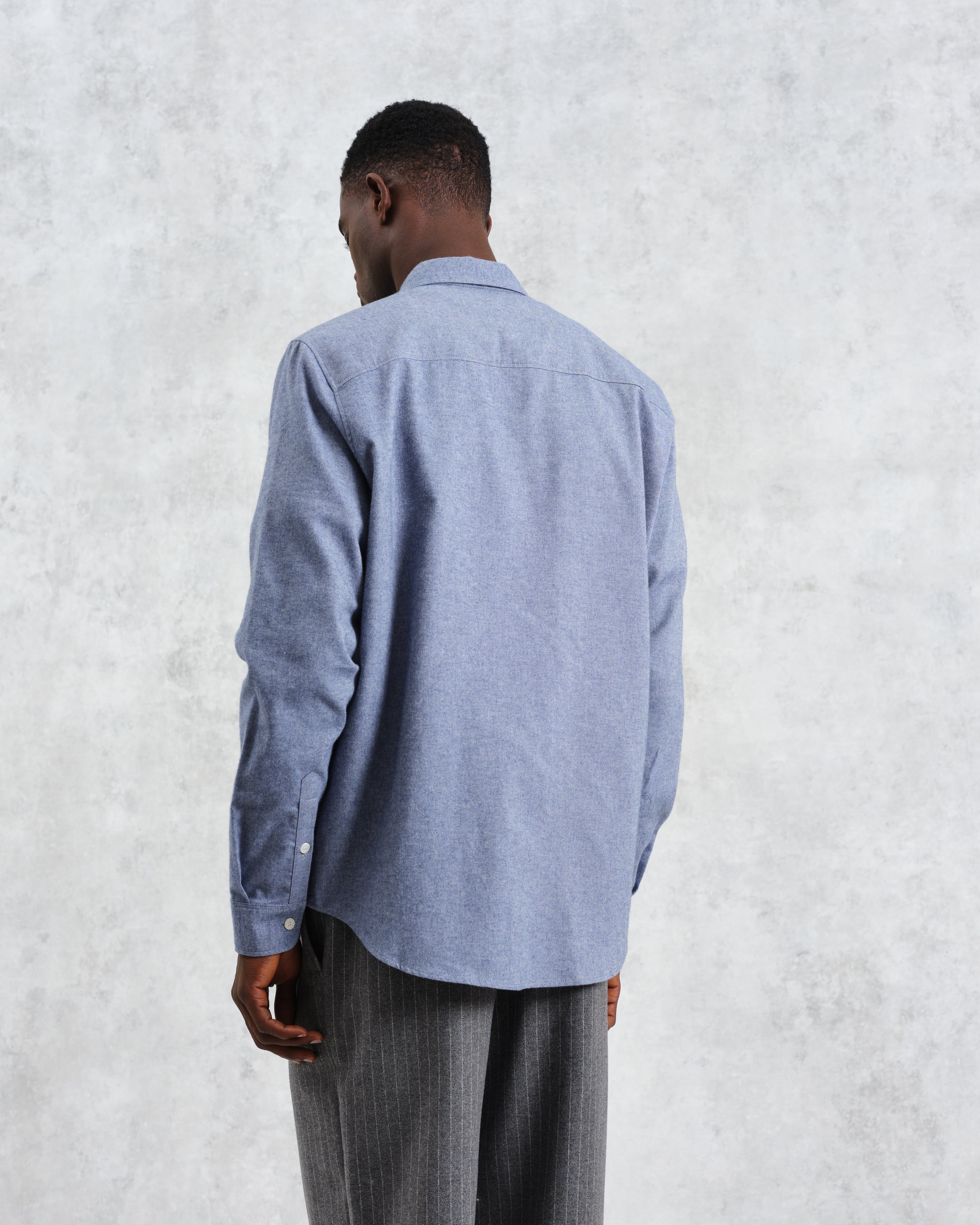 Shelly - Blue Plain Flannel Shirt
