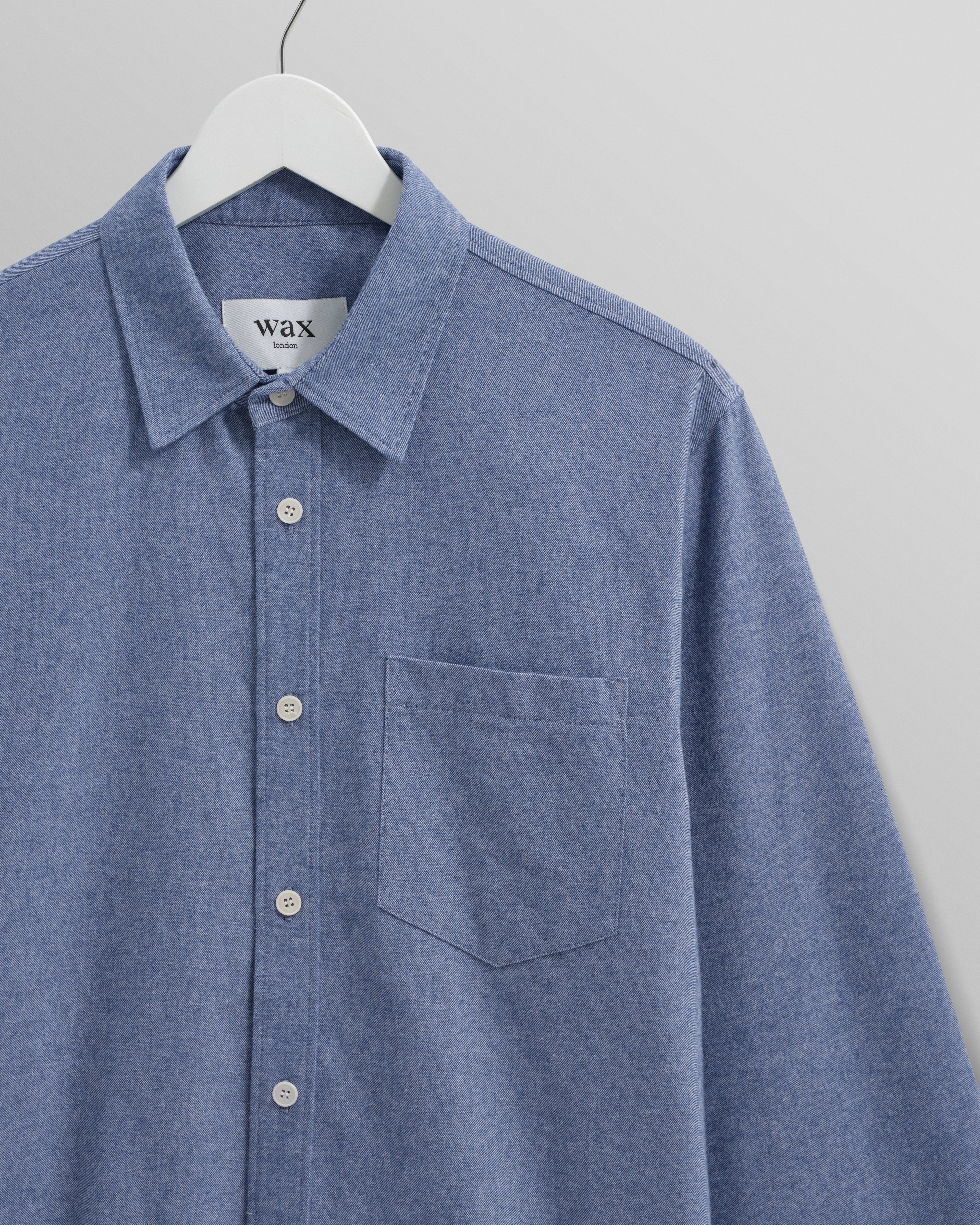 Shelly - Blue Plain Flannel Shirt