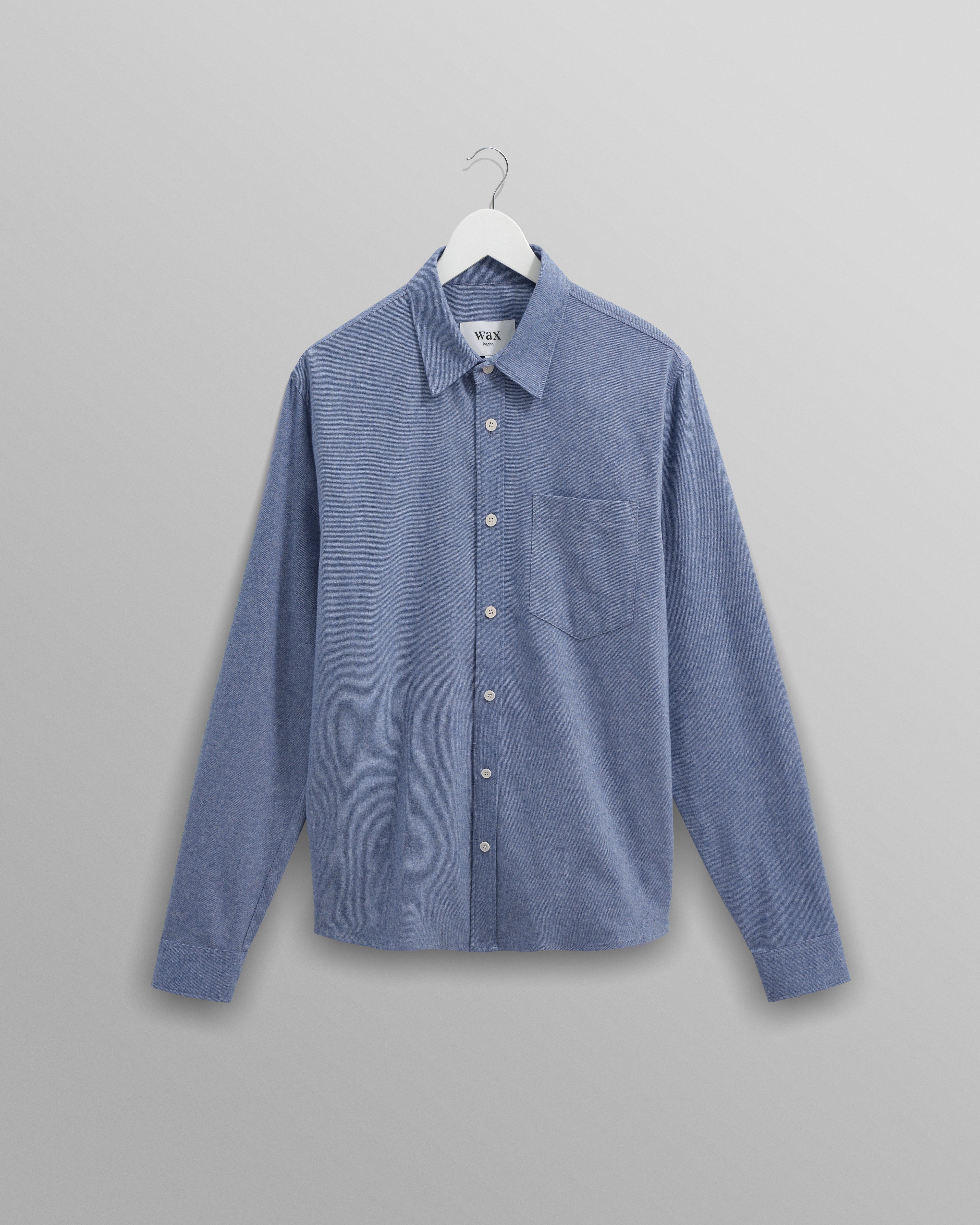 Shelly - Blue Plain Flannel Shirt