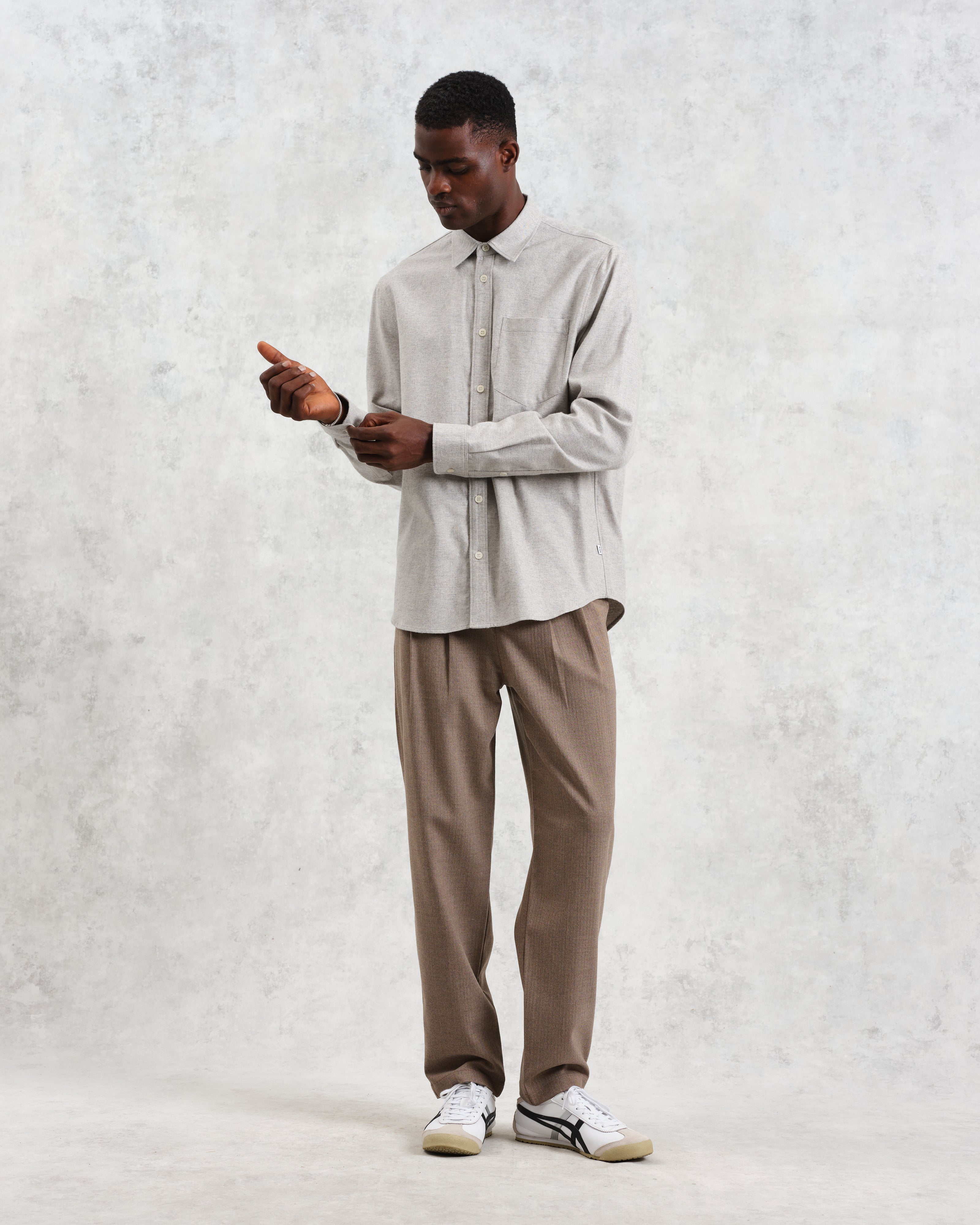 Shelly - Natural Plain Flannel Shirt