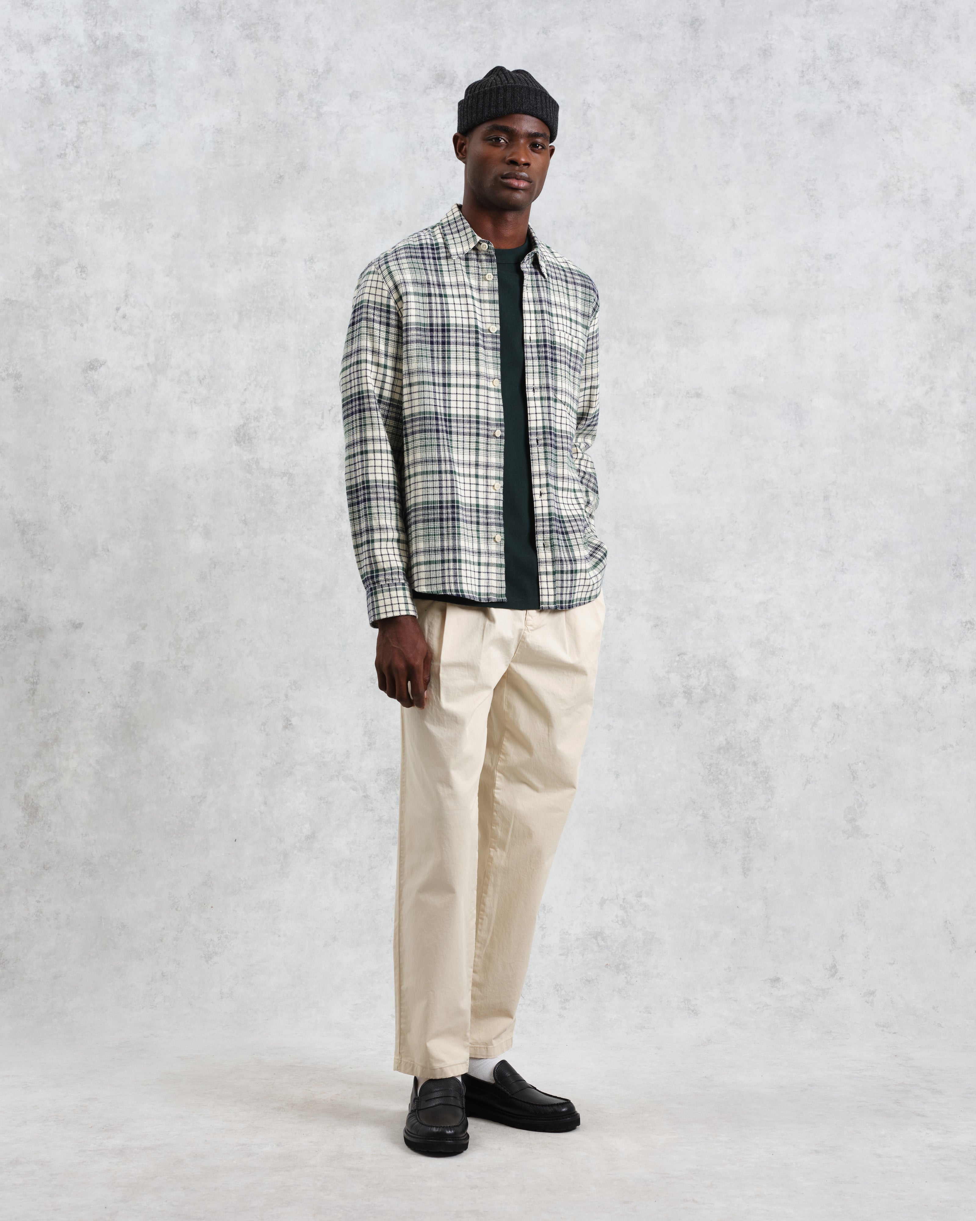 Shelly - Navy And Green Check Flannel Shirt