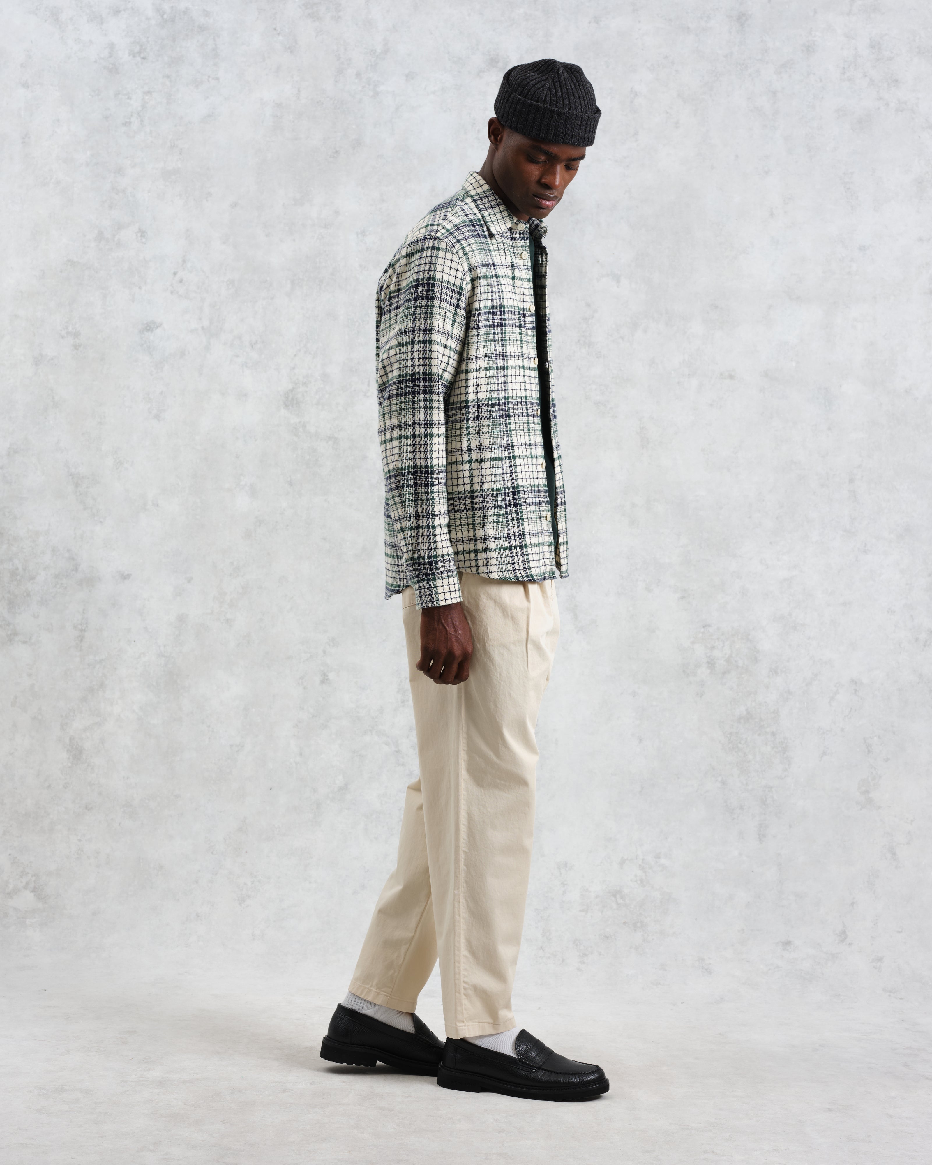 Shelly - Navy And Green Check Flannel Shirt