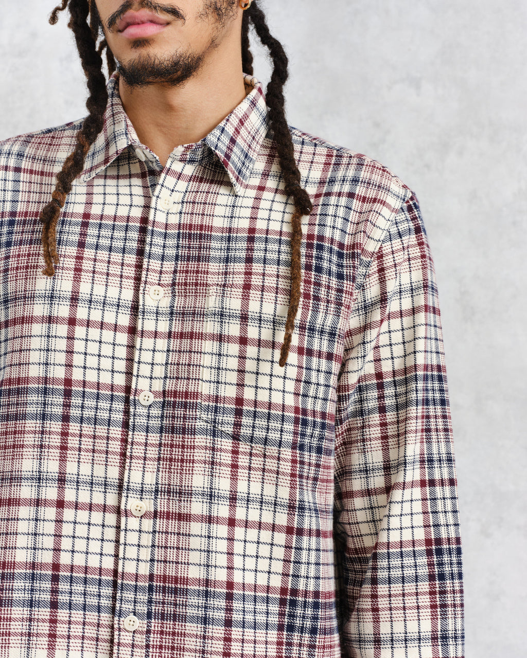 Shelly - Navy And Red Check Flannel Shirt