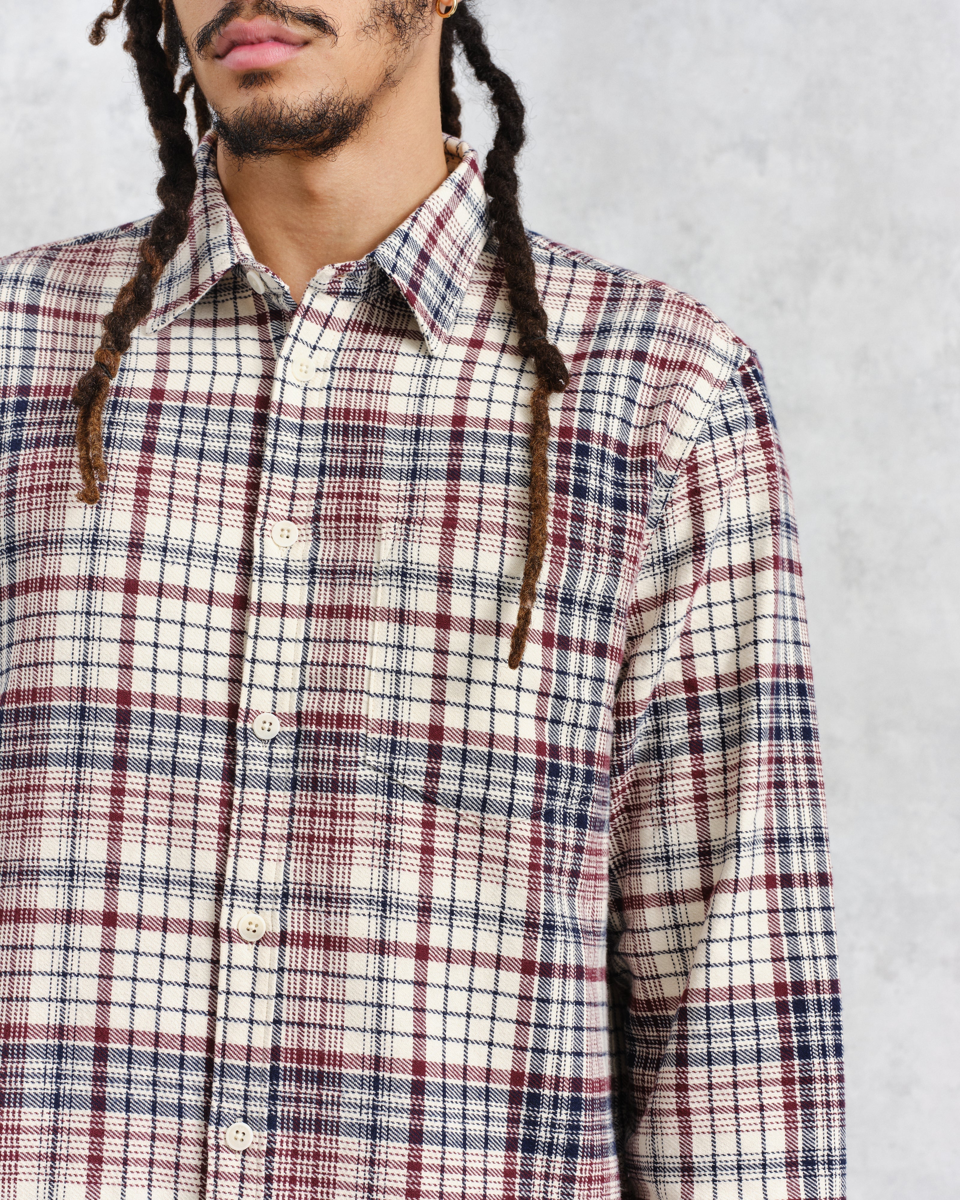 Shelly - Navy And Red Check Flannel Shirt