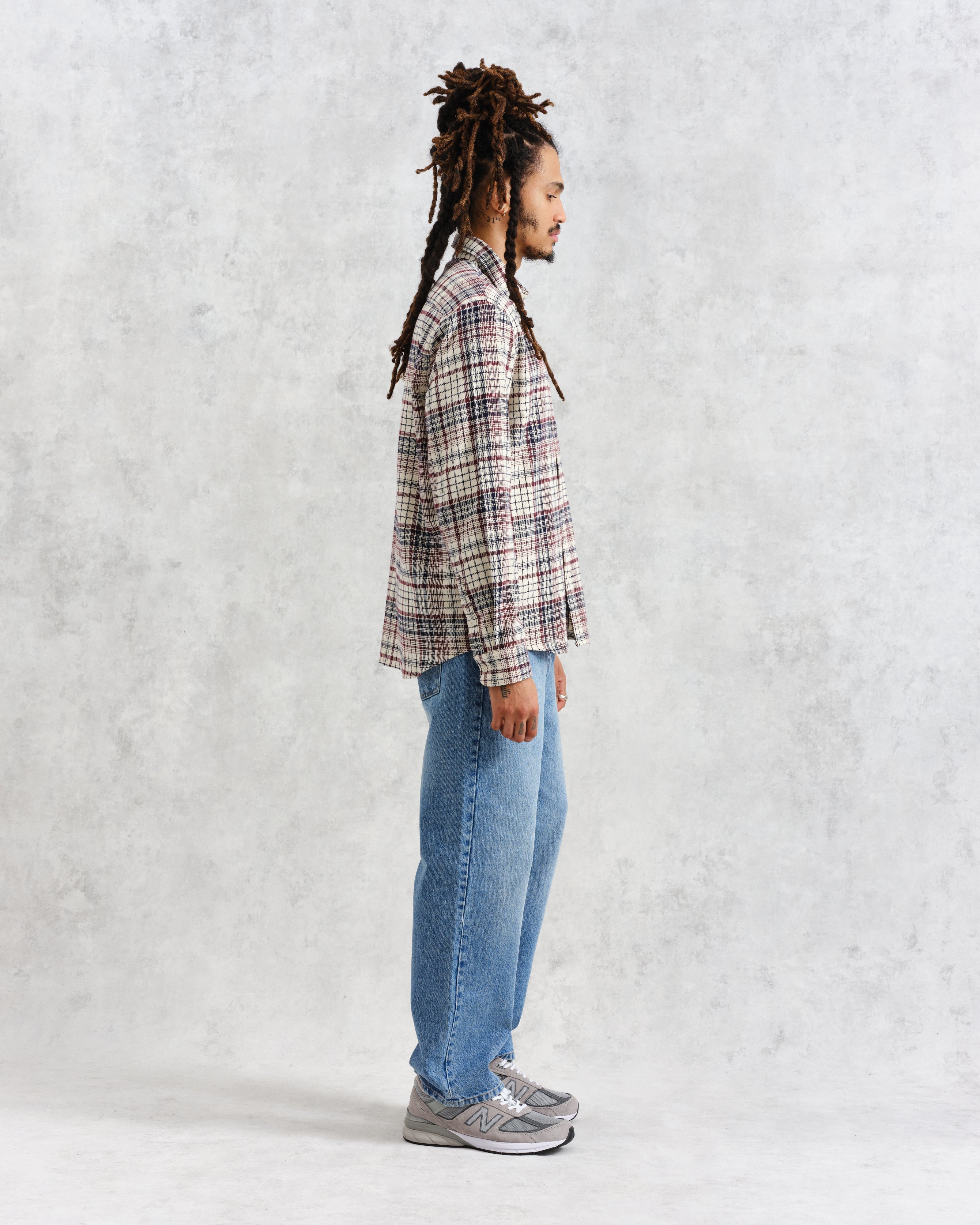 Shelly - Navy And Red Check Flannel Shirt