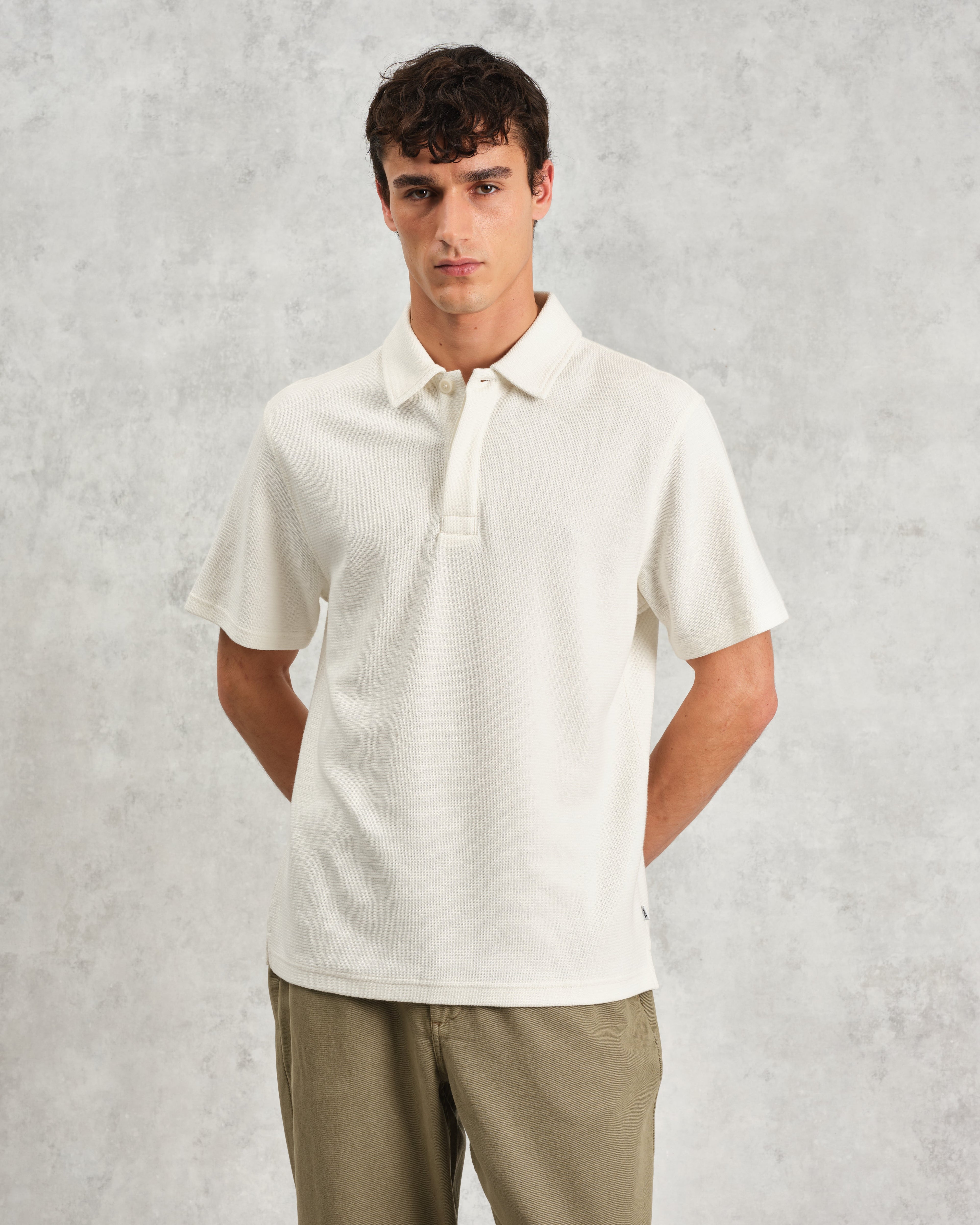 Shore - Ecru Textured Organic Cotton Polo Shirt