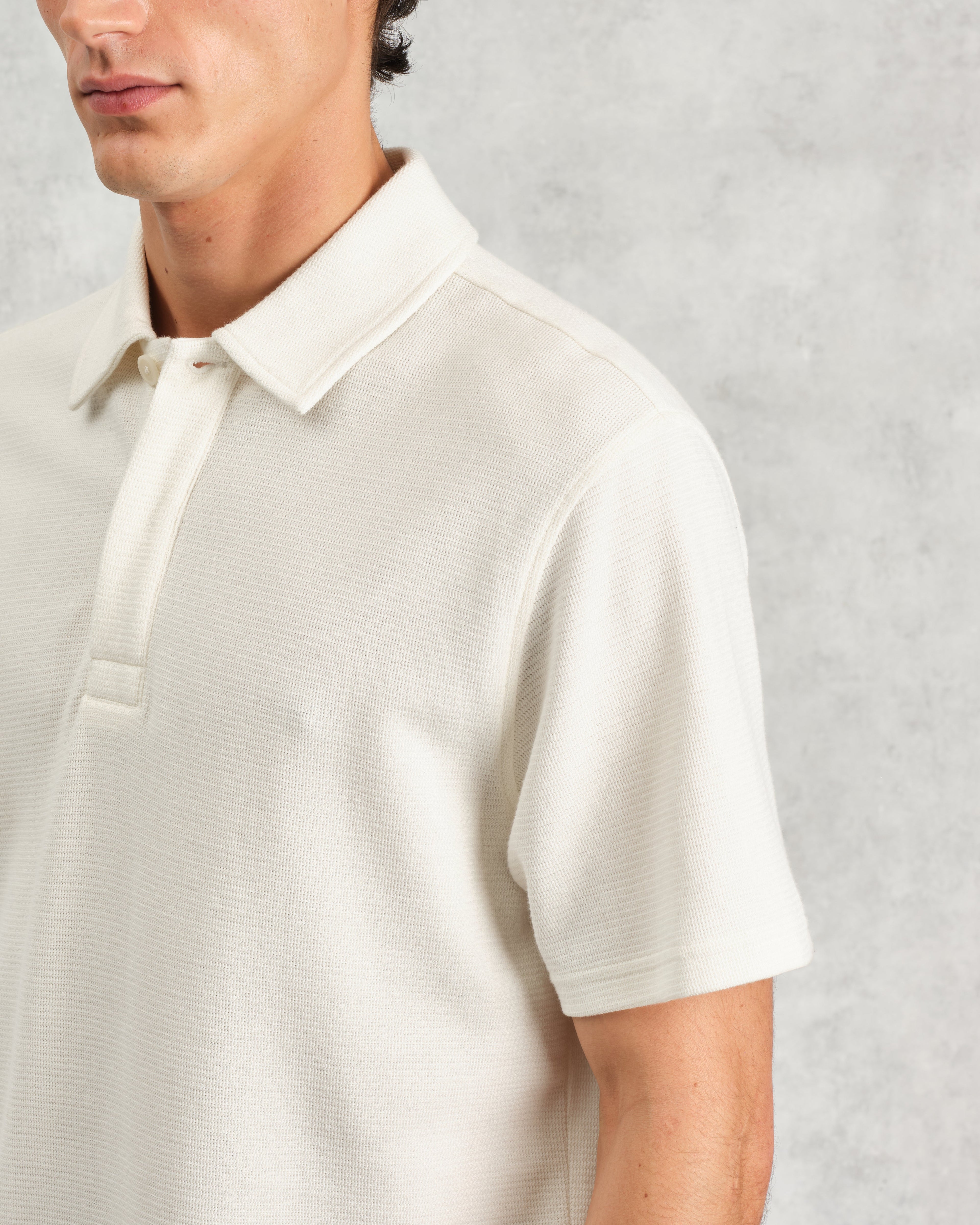 Shore - Ecru Textured Organic Cotton Polo Shirt