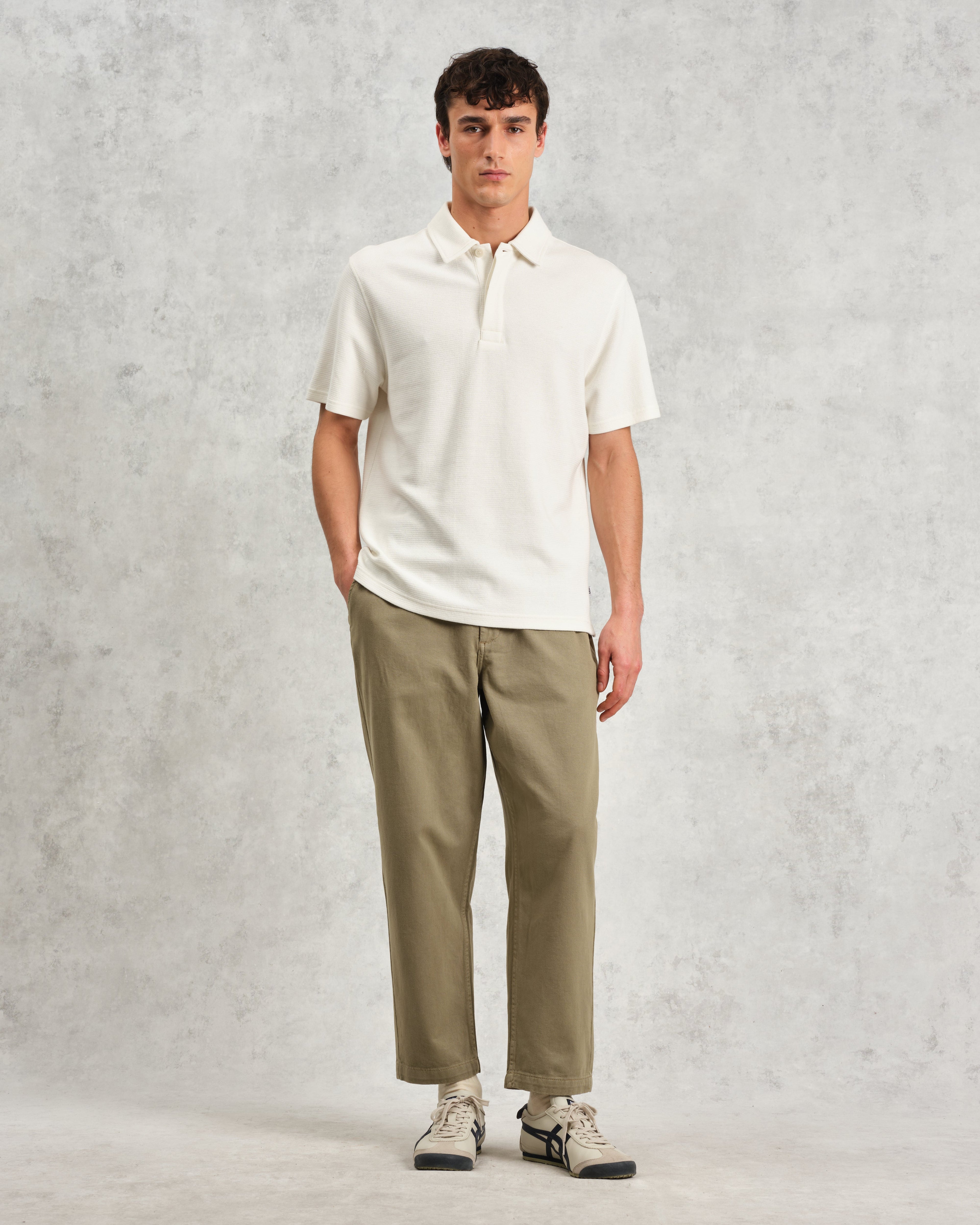Shore - Ecru Textured Organic Cotton Polo Shirt