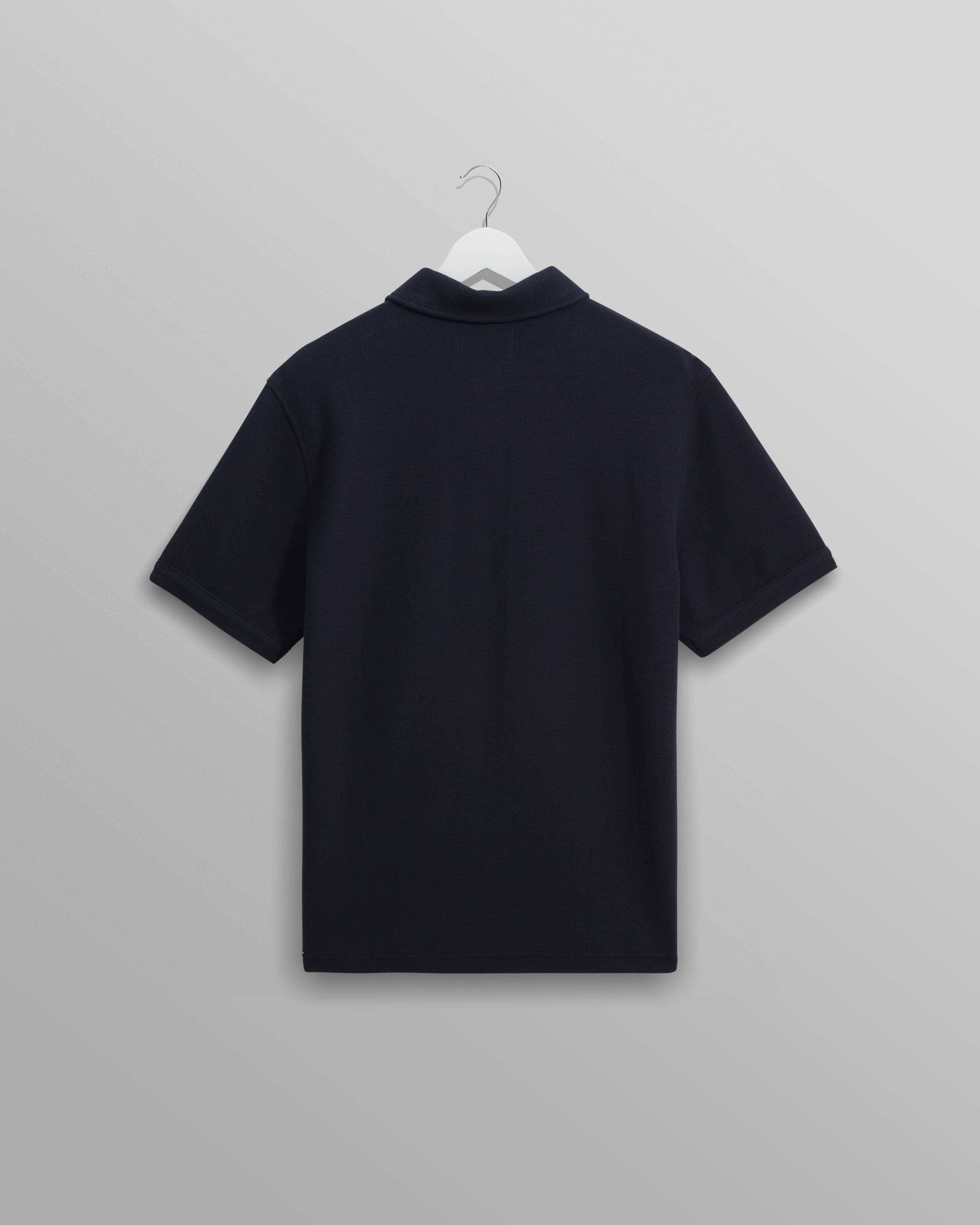 Shore - Navy Textured Organic Cotton Polo Shirt