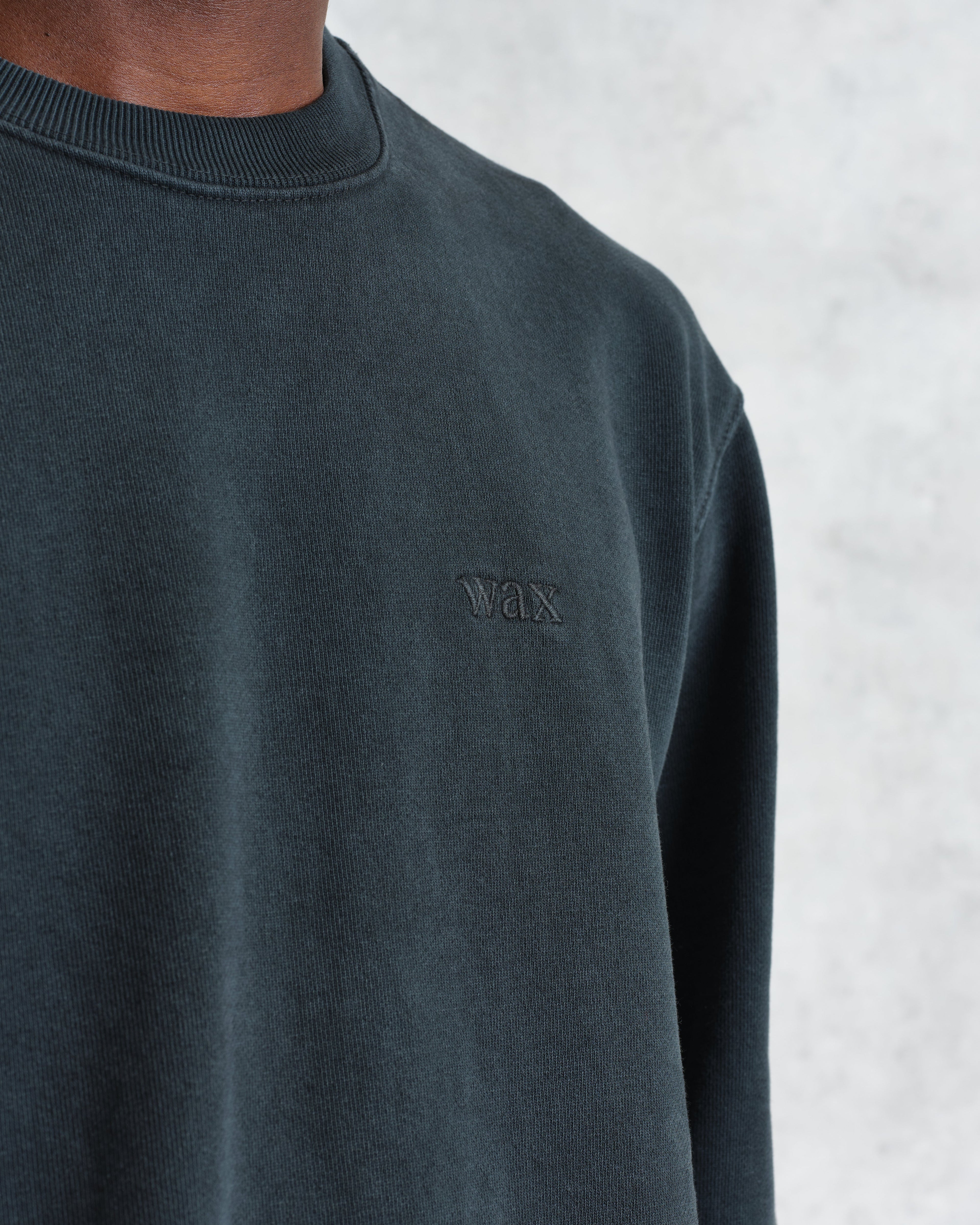 Sidney - Washed Black Brushed Organic Cotton Sweatshirt