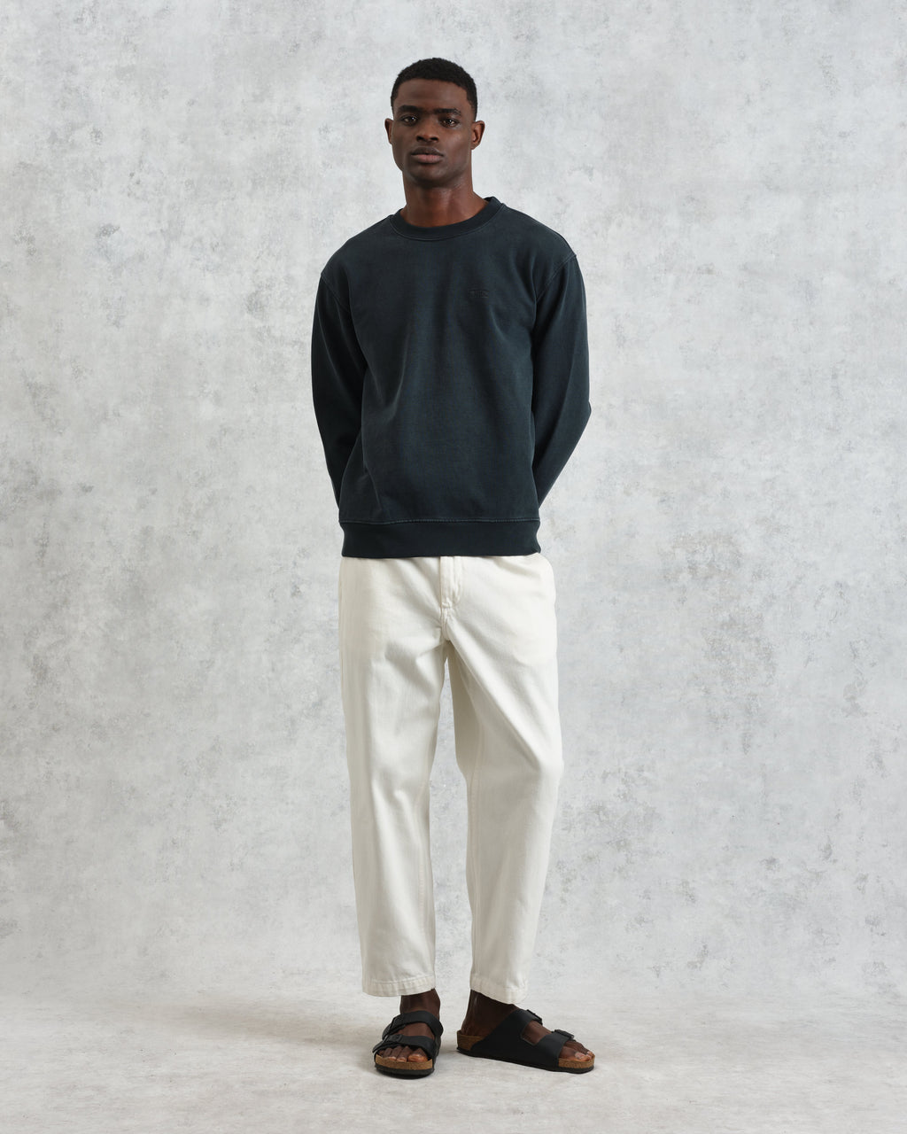 Sidney - Washed Black Brushed Organic Cotton Sweatshirt