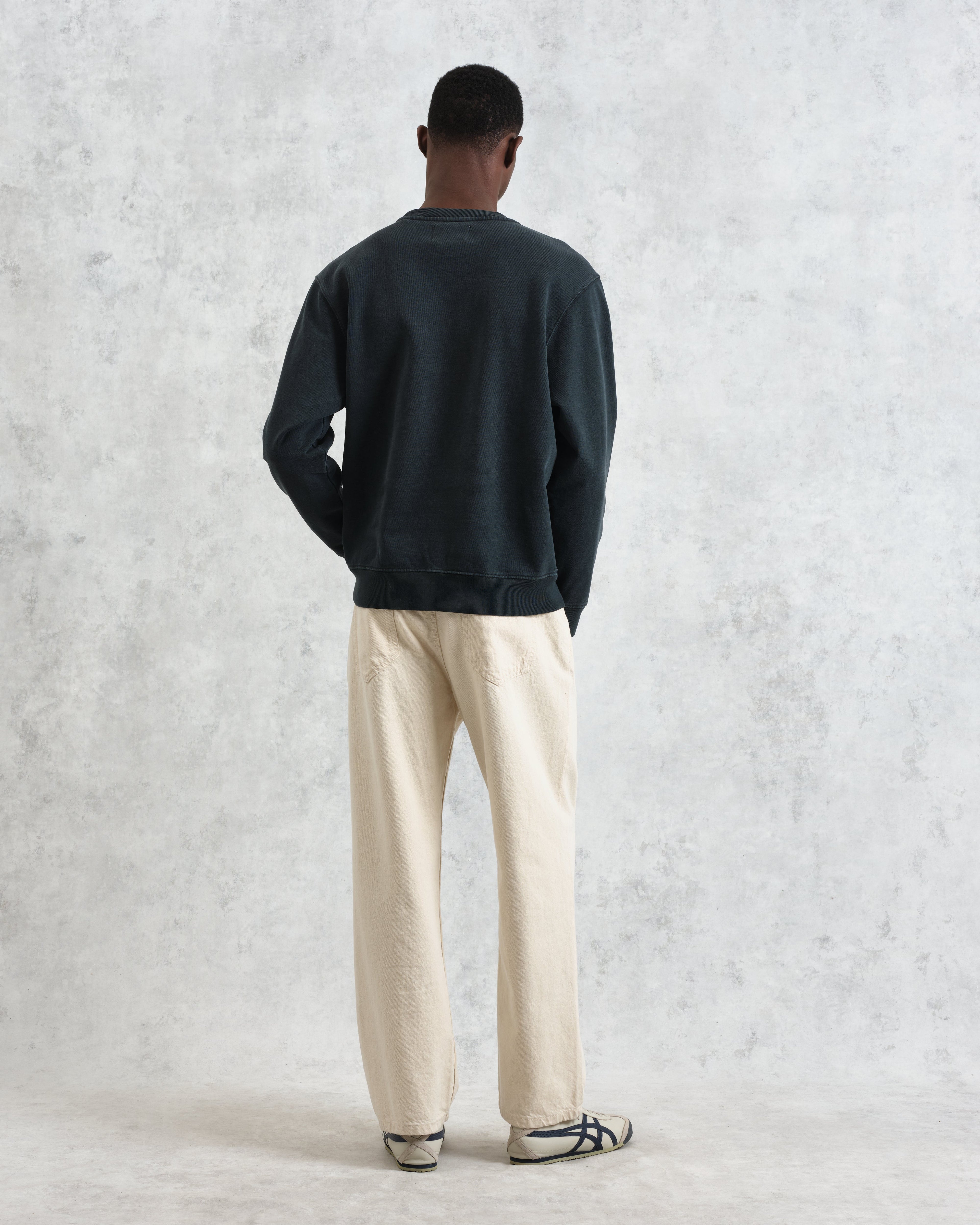 Sidney - Washed Black Brushed Organic Cotton Sweatshirt