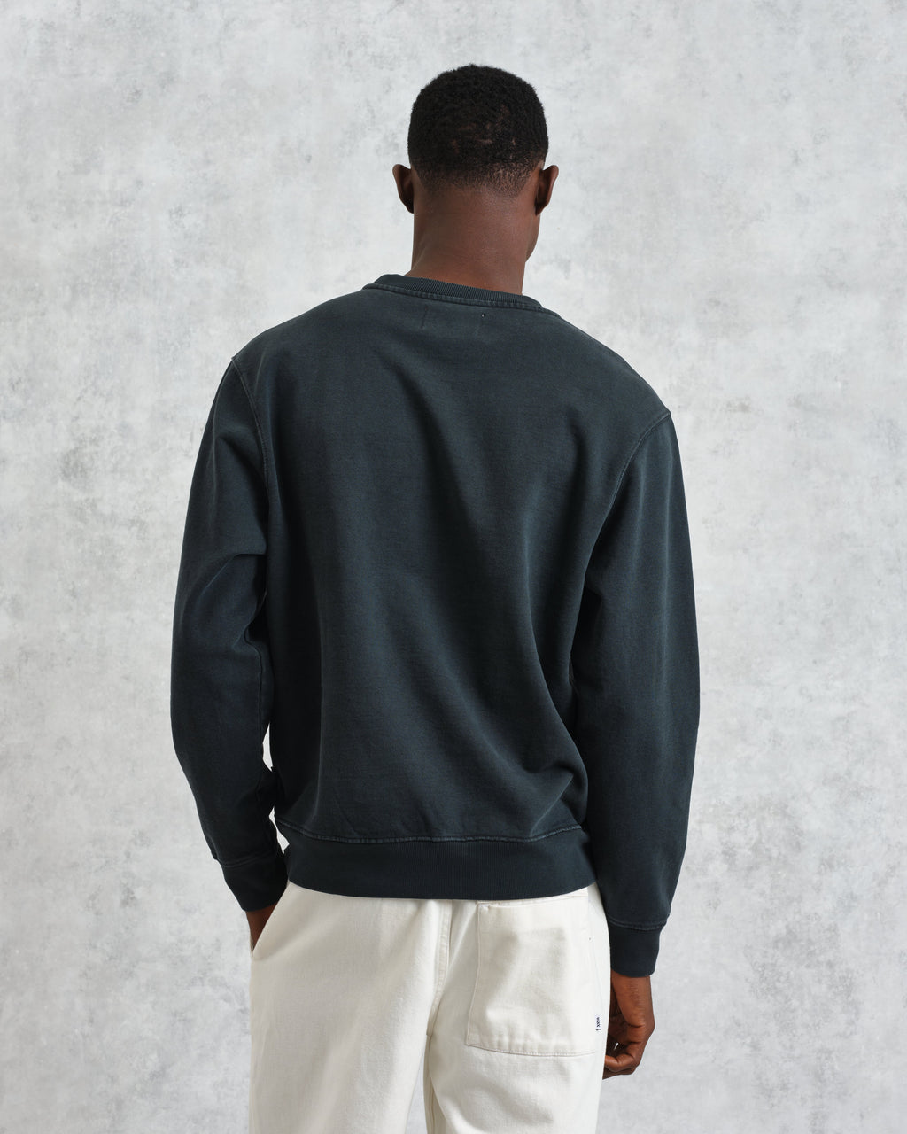 Sidney - Washed Black Brushed Organic Cotton Sweatshirt
