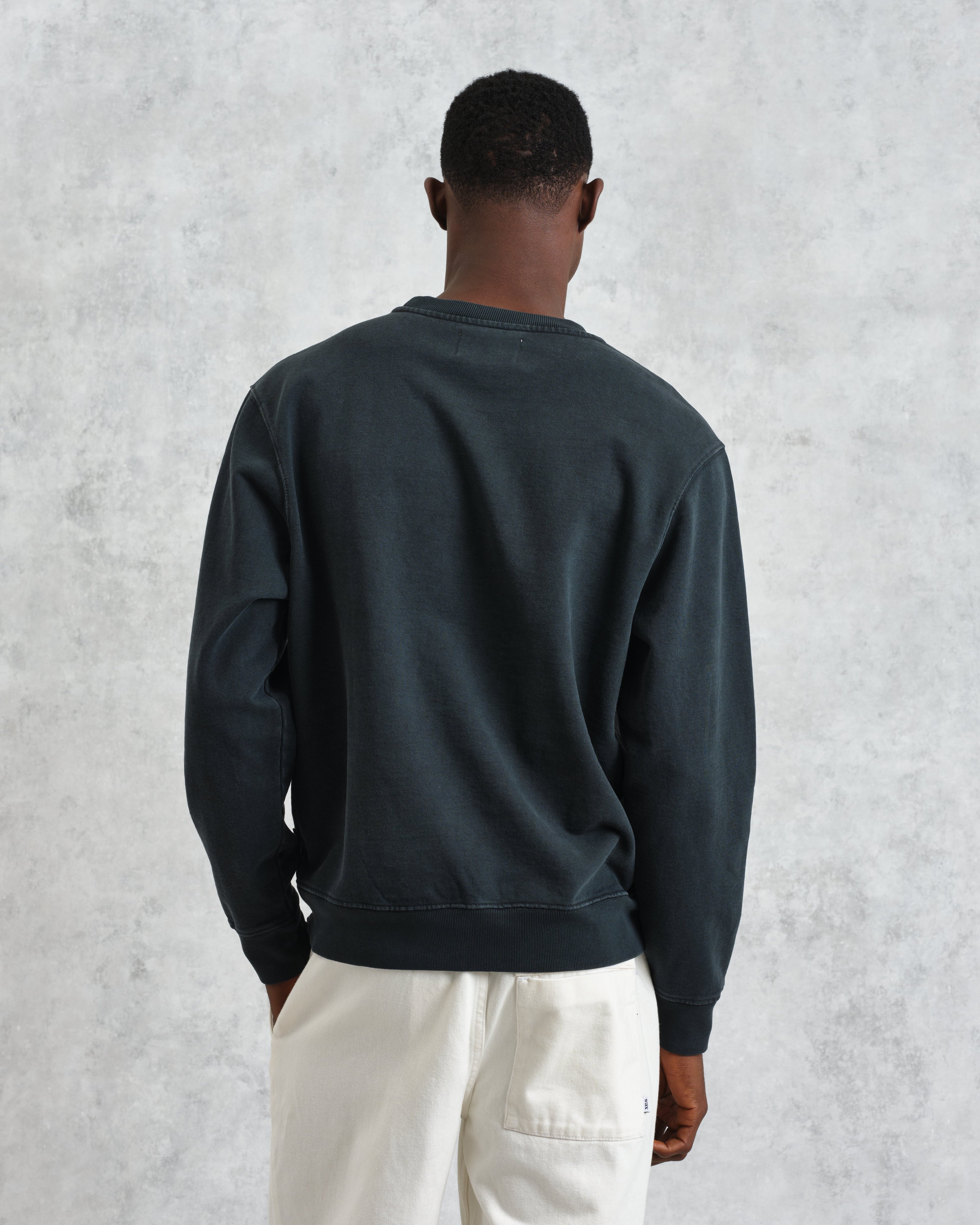 Sidney - Washed Black Brushed Organic Cotton Sweatshirt