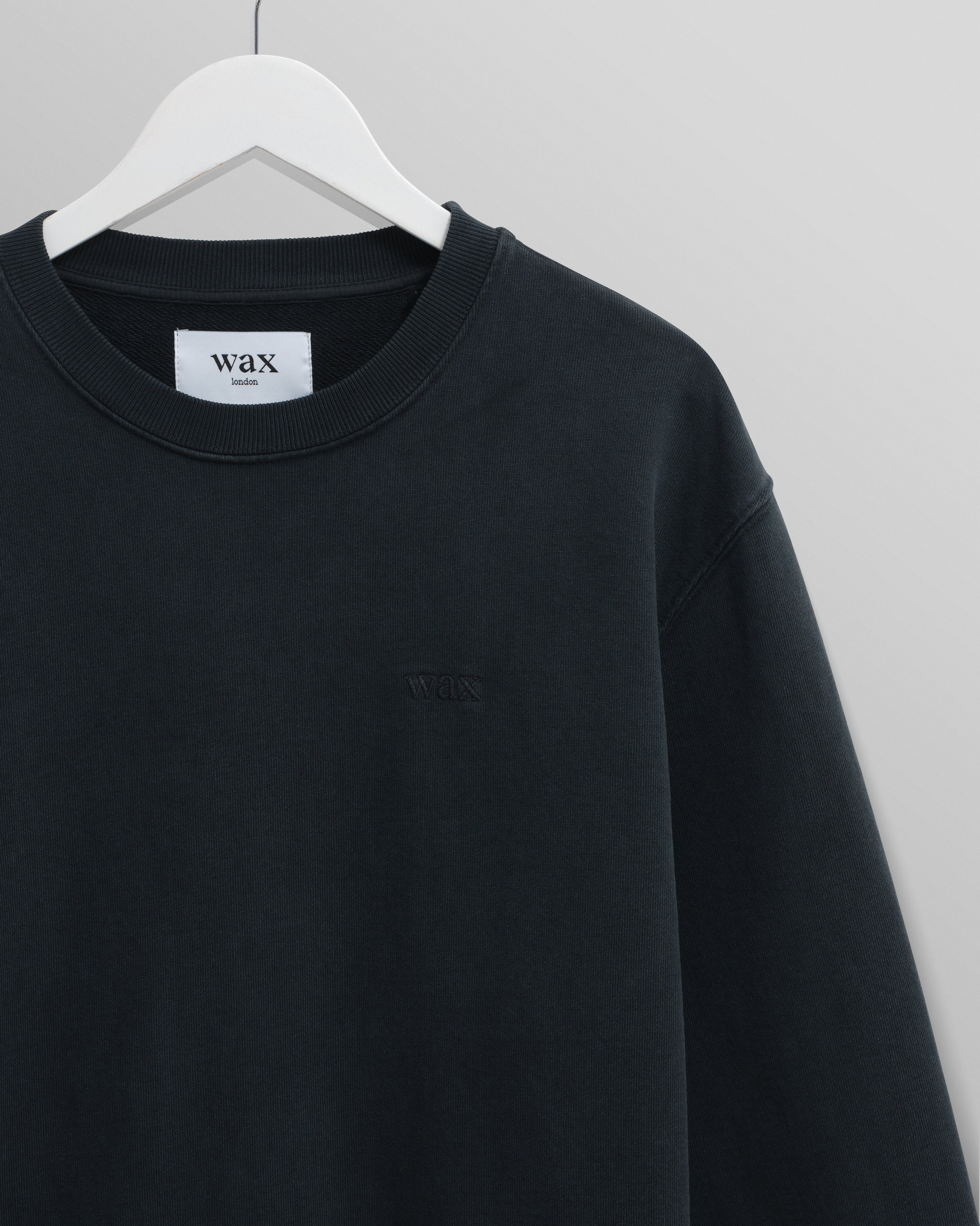 Sidney - Washed Black Brushed Organic Cotton Sweatshirt