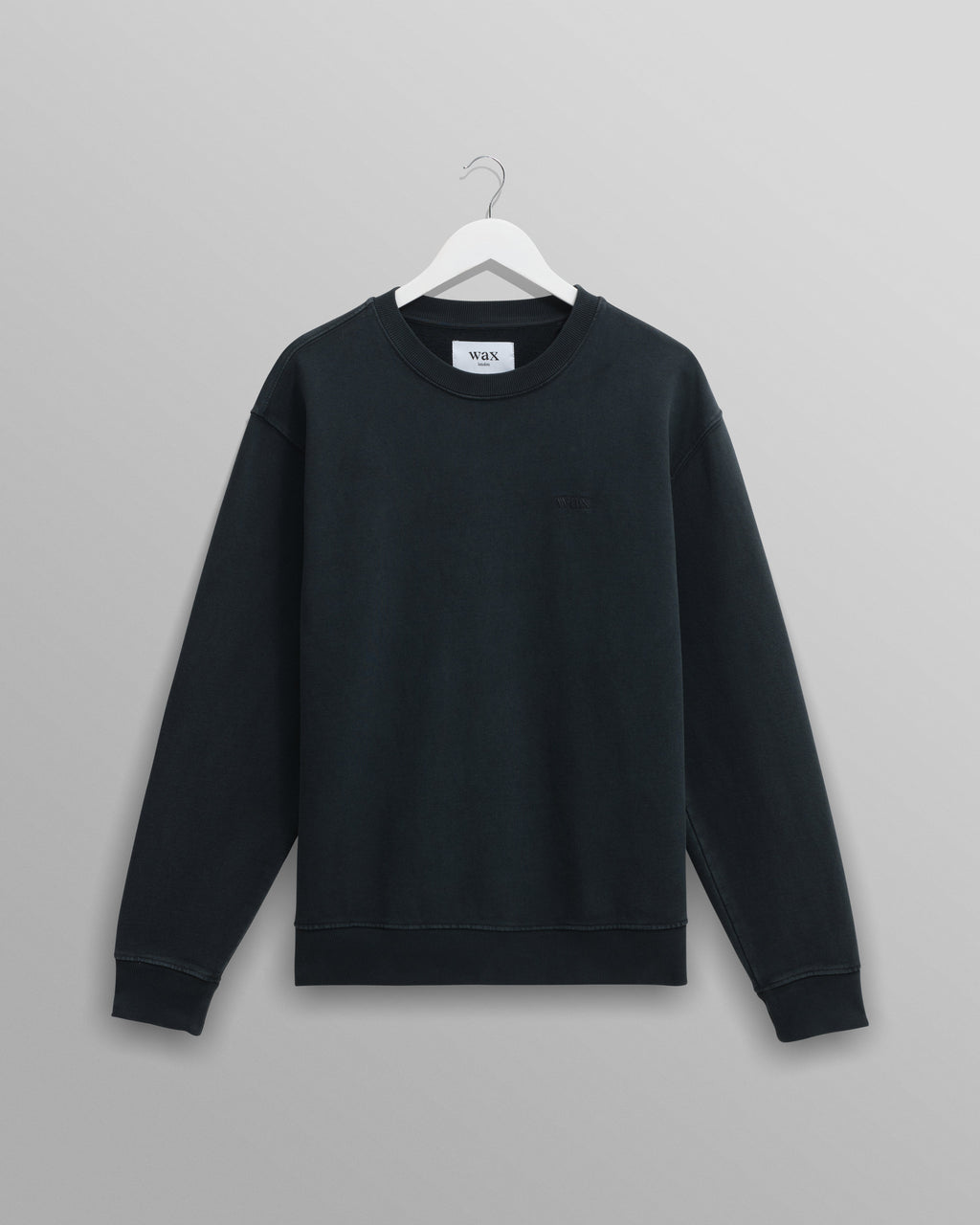 Sidney - Washed Black Brushed Organic Cotton Sweatshirt