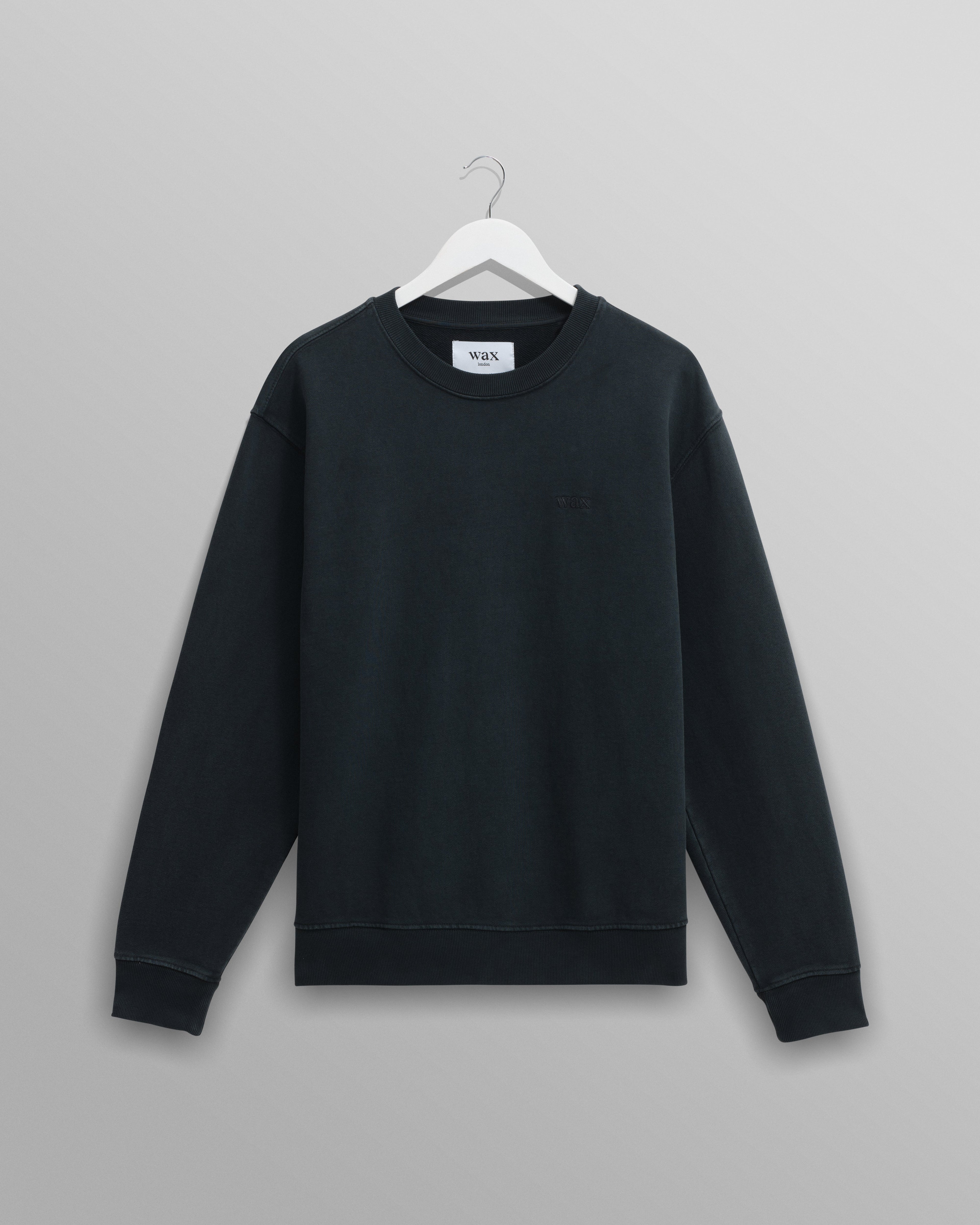 Sidney - Washed Black Brushed Organic Cotton Sweatshirt