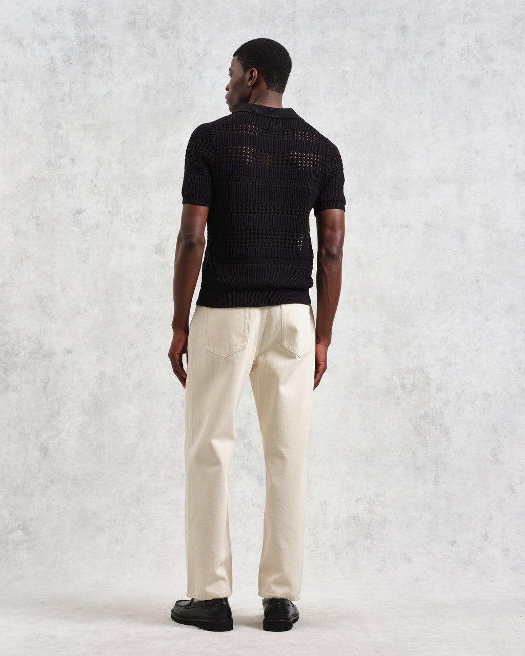 Siena - Black Pointelle Knitted Polo
