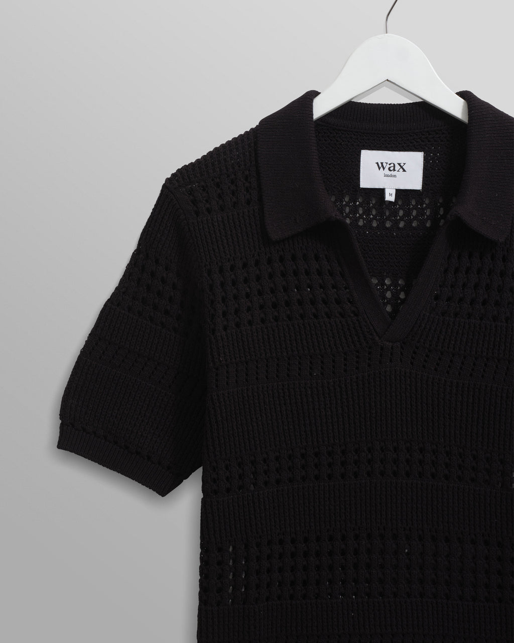 Siena - Black Pointelle Knitted Polo