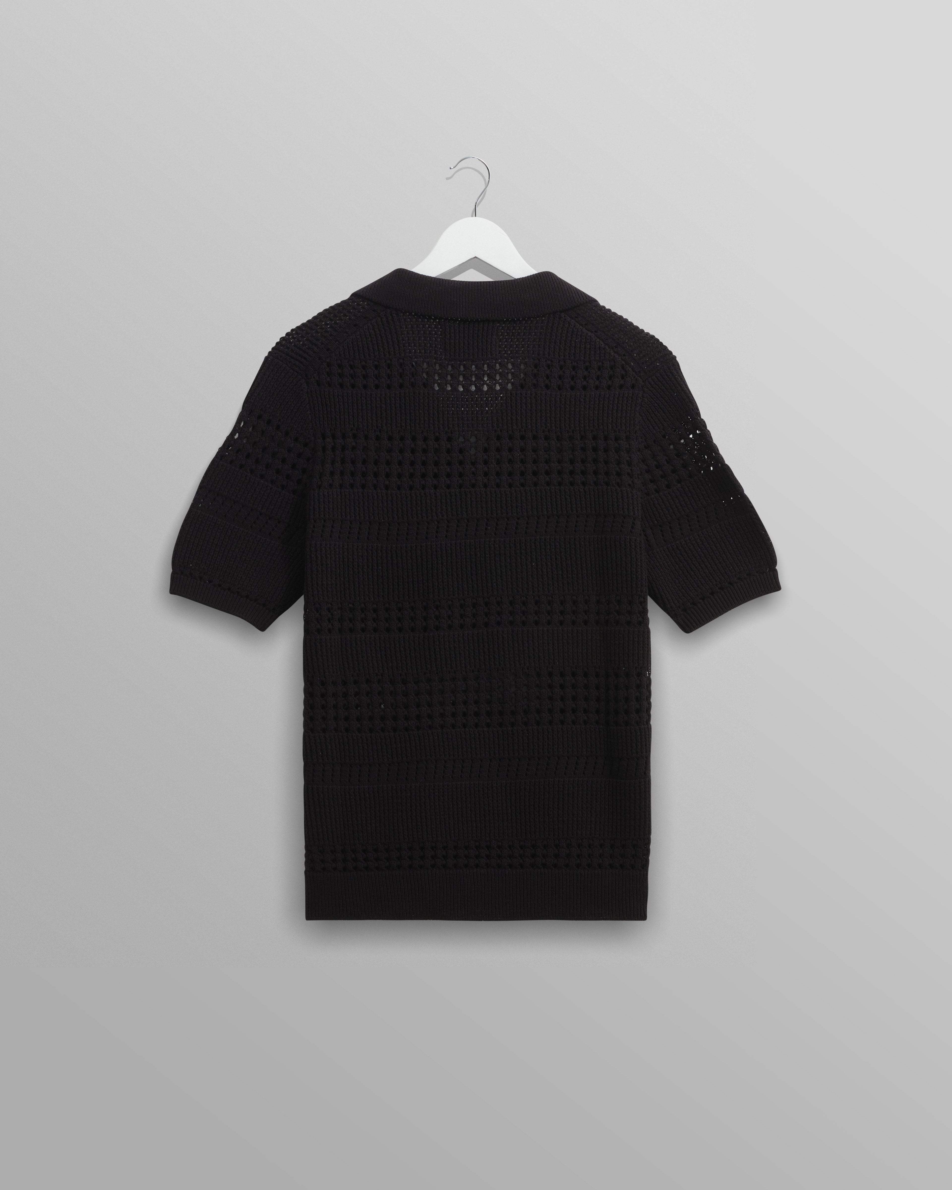 Siena - Black Pointelle Knitted Polo