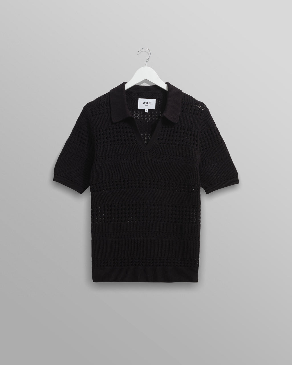 Siena - Black Pointelle Knitted Polo