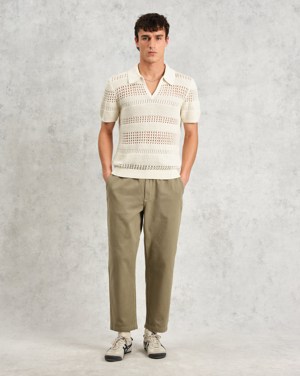 Siena - Ecru Pointelle Knitted Polo
