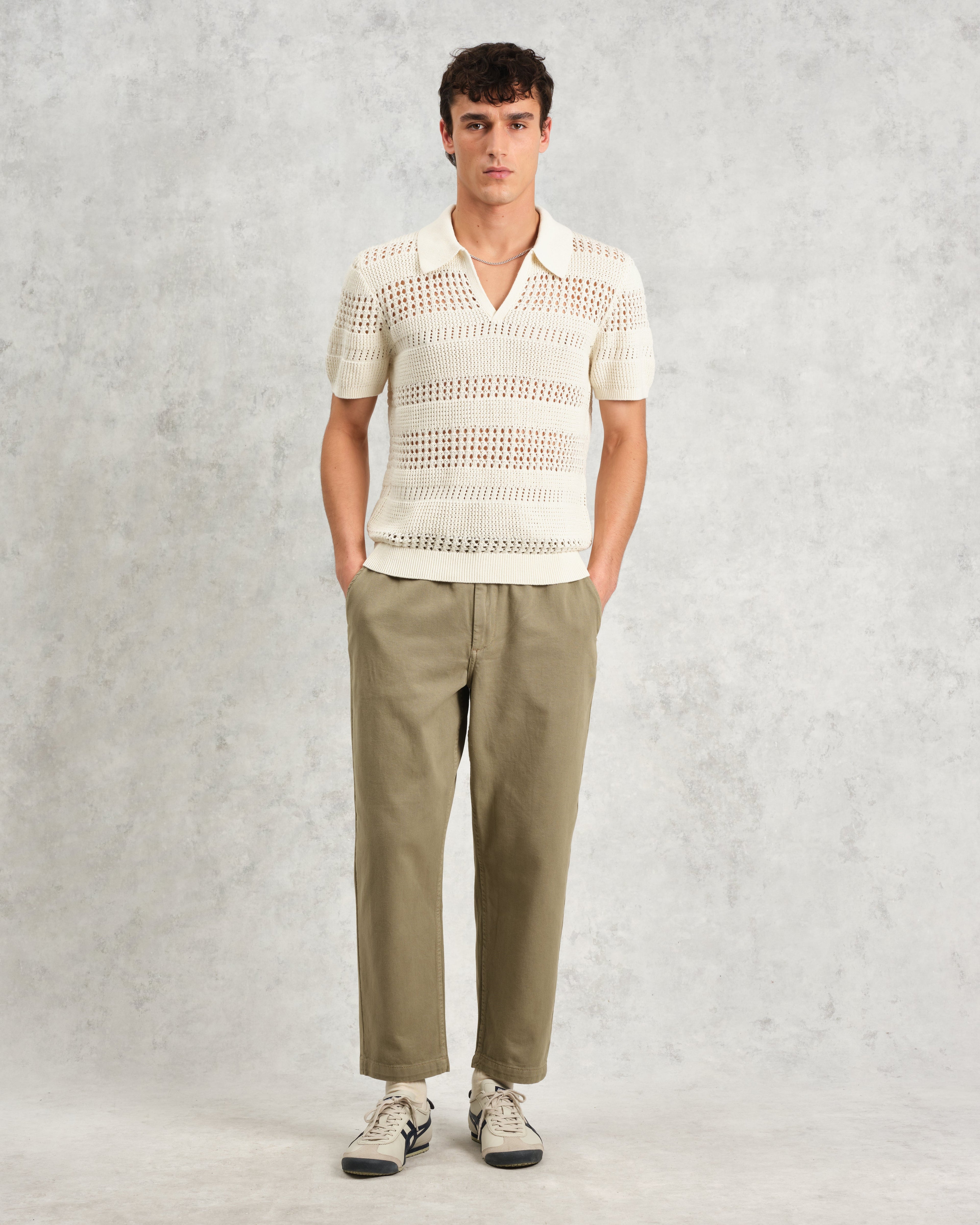 Siena - Ecru Pointelle Knitted Polo