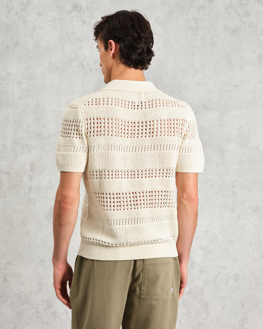 Siena - Ecru Pointelle Knitted Polo
