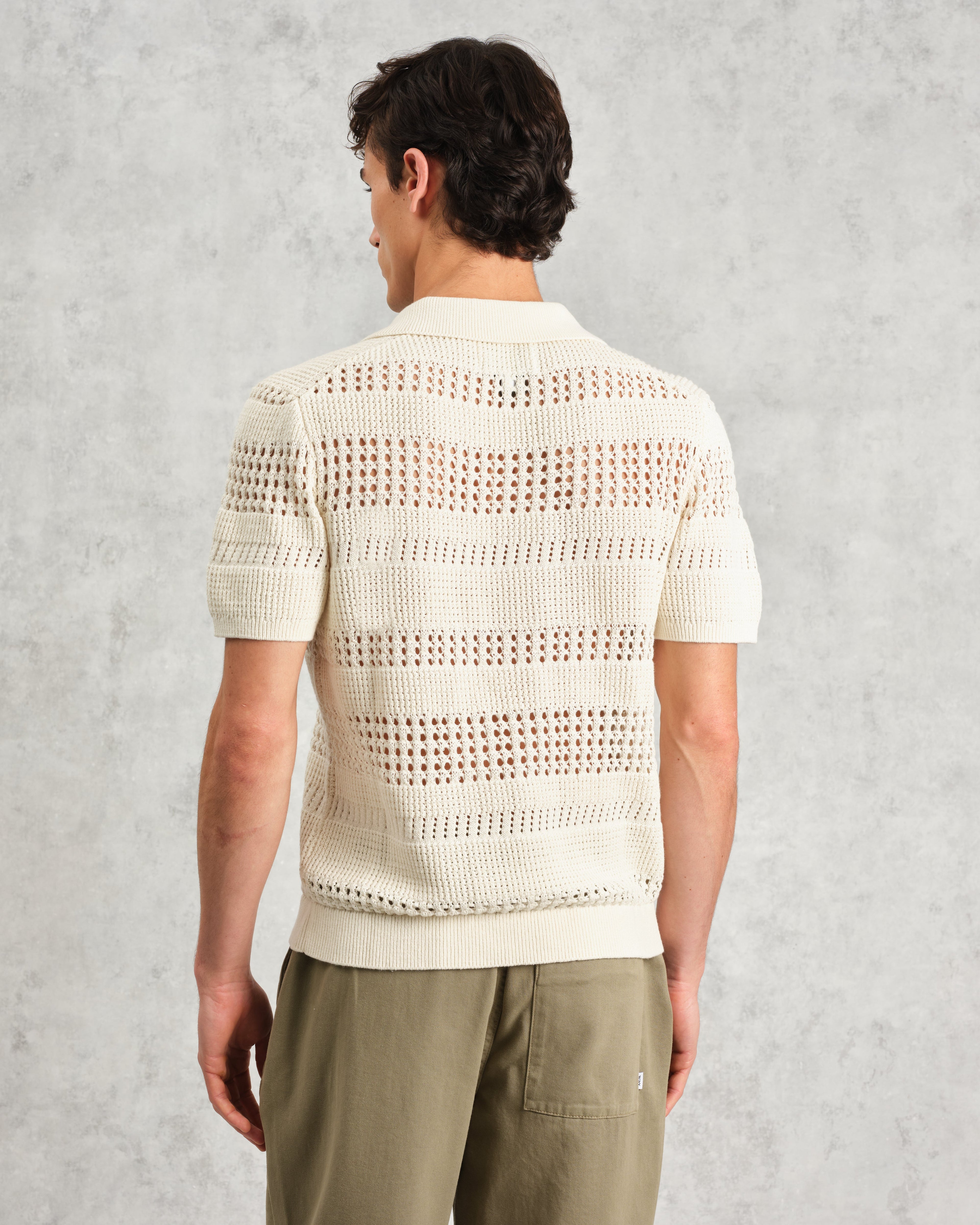 Siena - Ecru Pointelle Knitted Polo