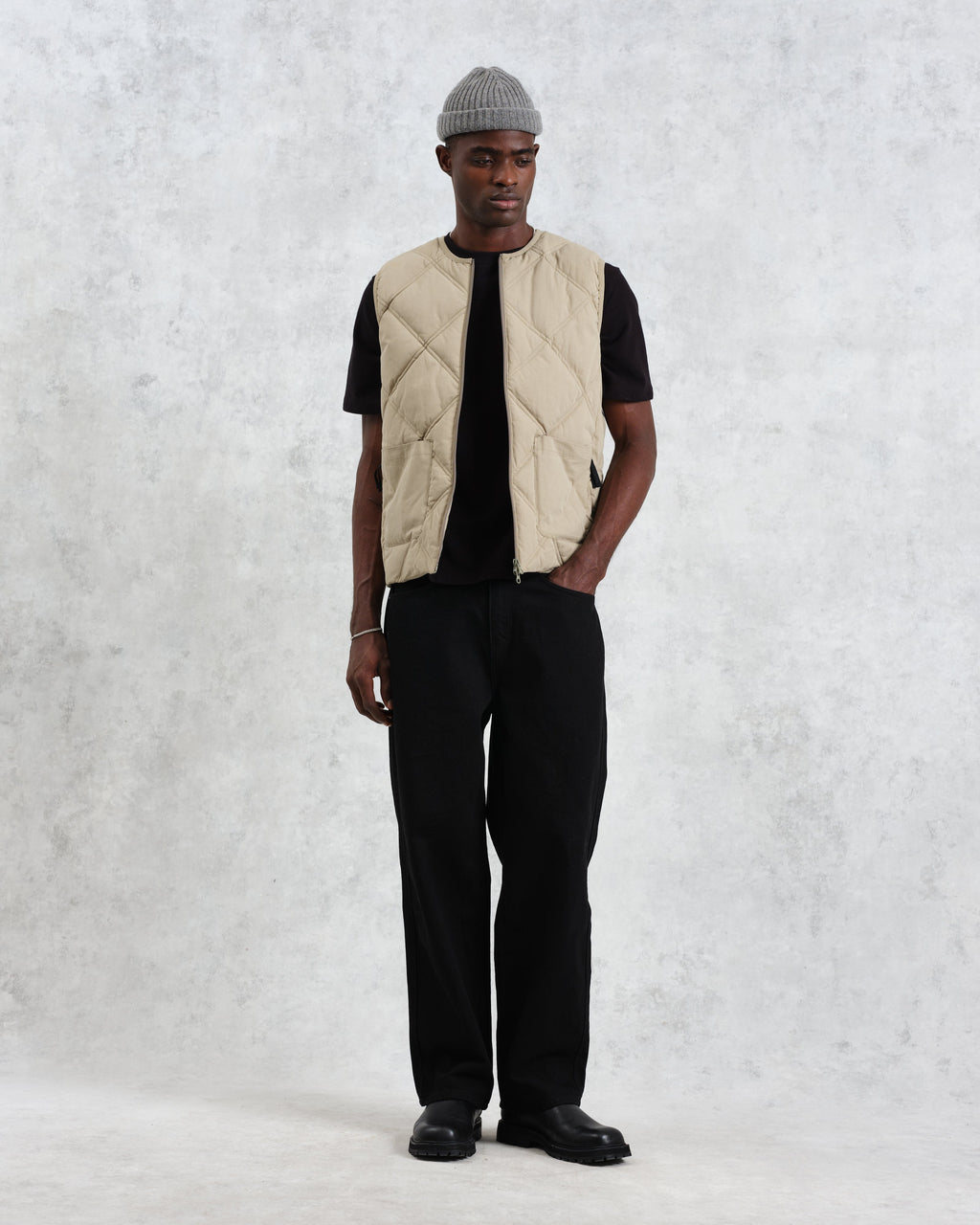 Skye - Khaki Quilted Nylon Gilet
